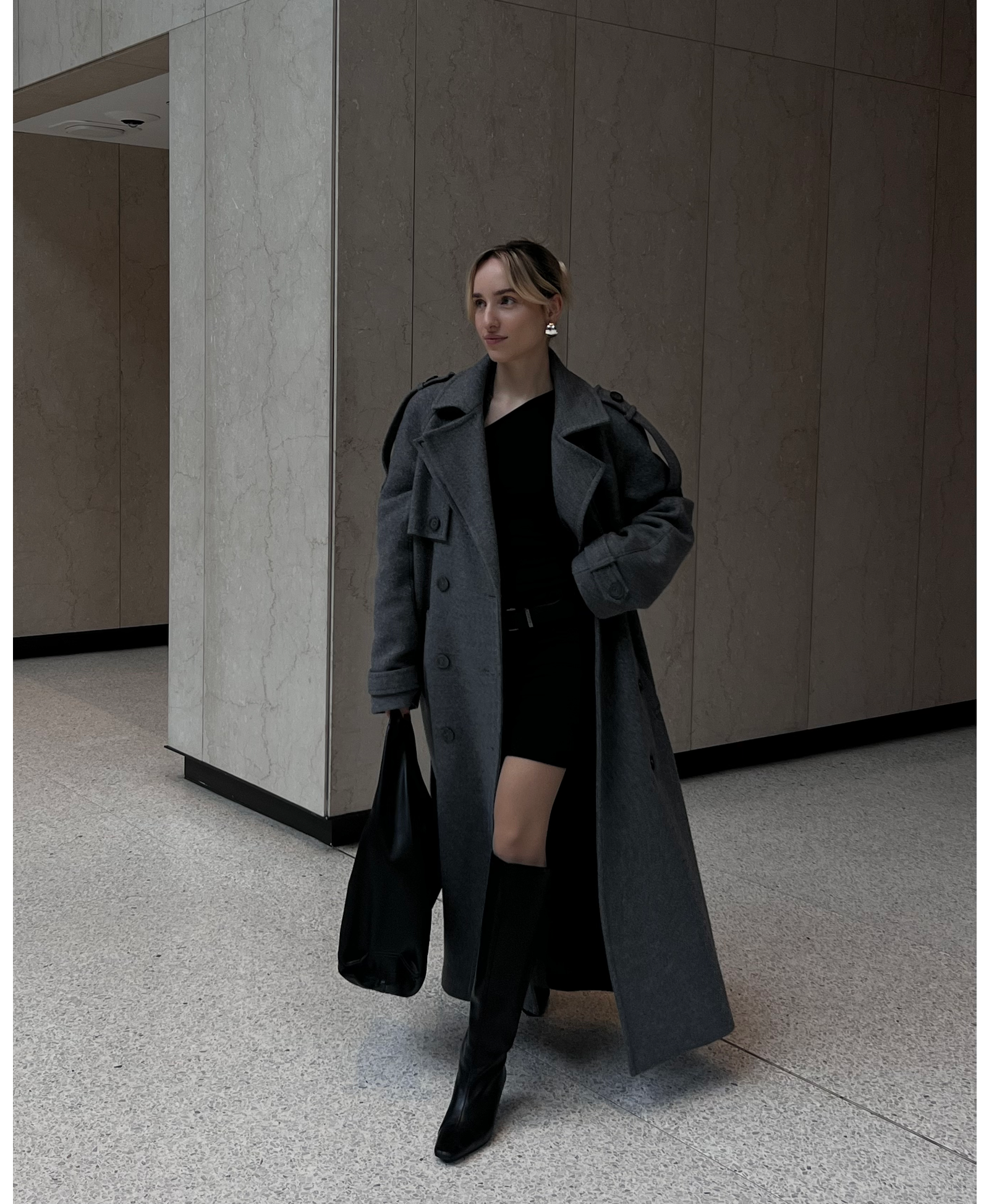Yoko Wool Coat in gray made by Wiktoria Frankowska