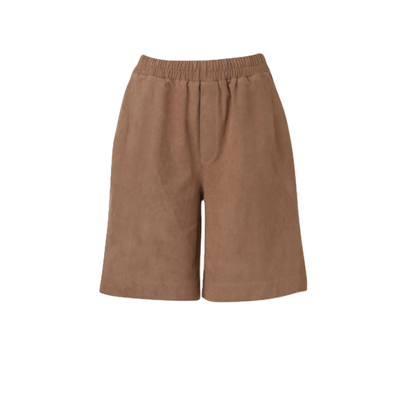Marei 1998 Dianthu Faux Suede Relaxed Fit Shorts In Sand Color In Brown