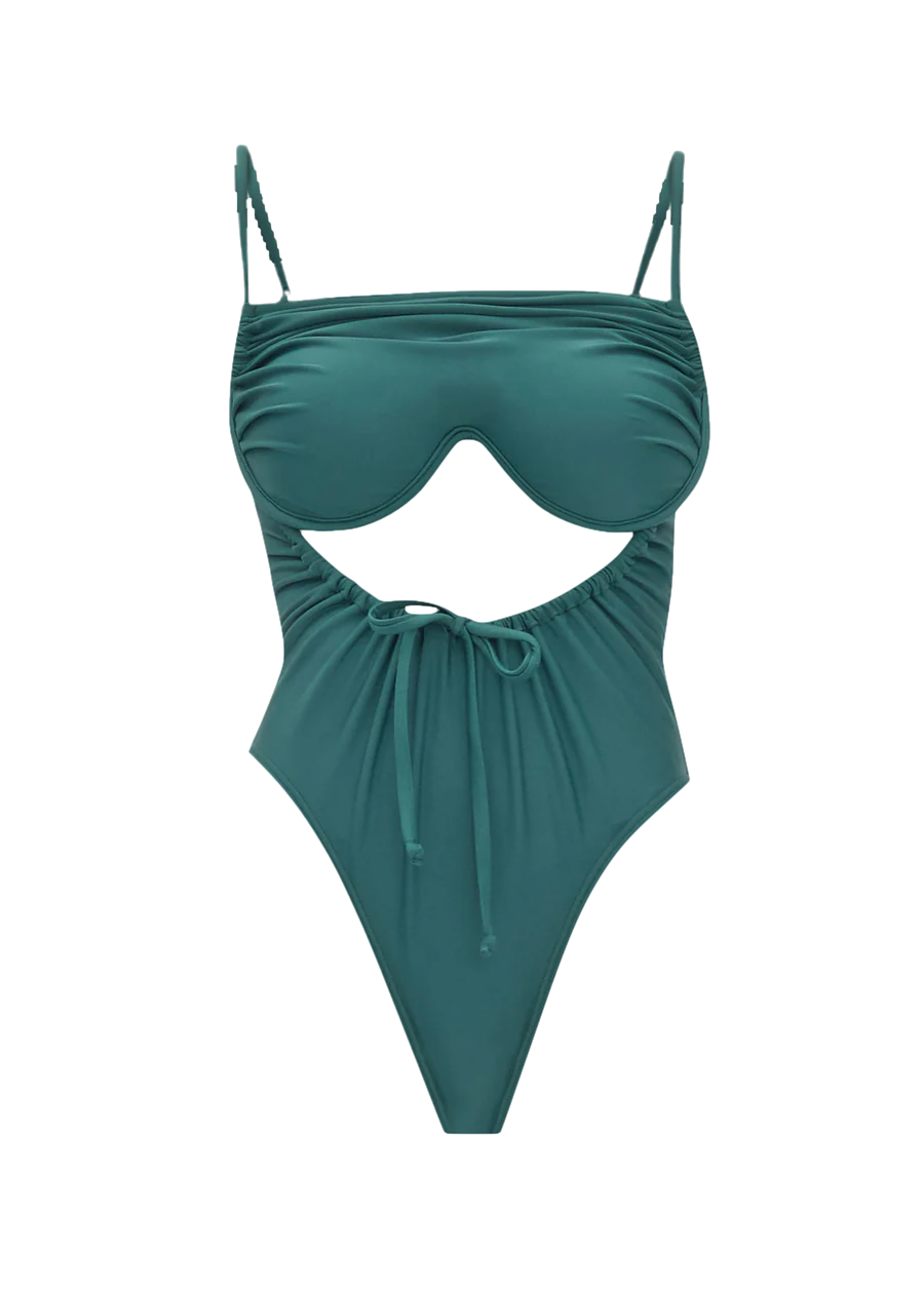Shop Andrea Iyamah Tiaca Forest Green One Piece Swimsuit In Blue