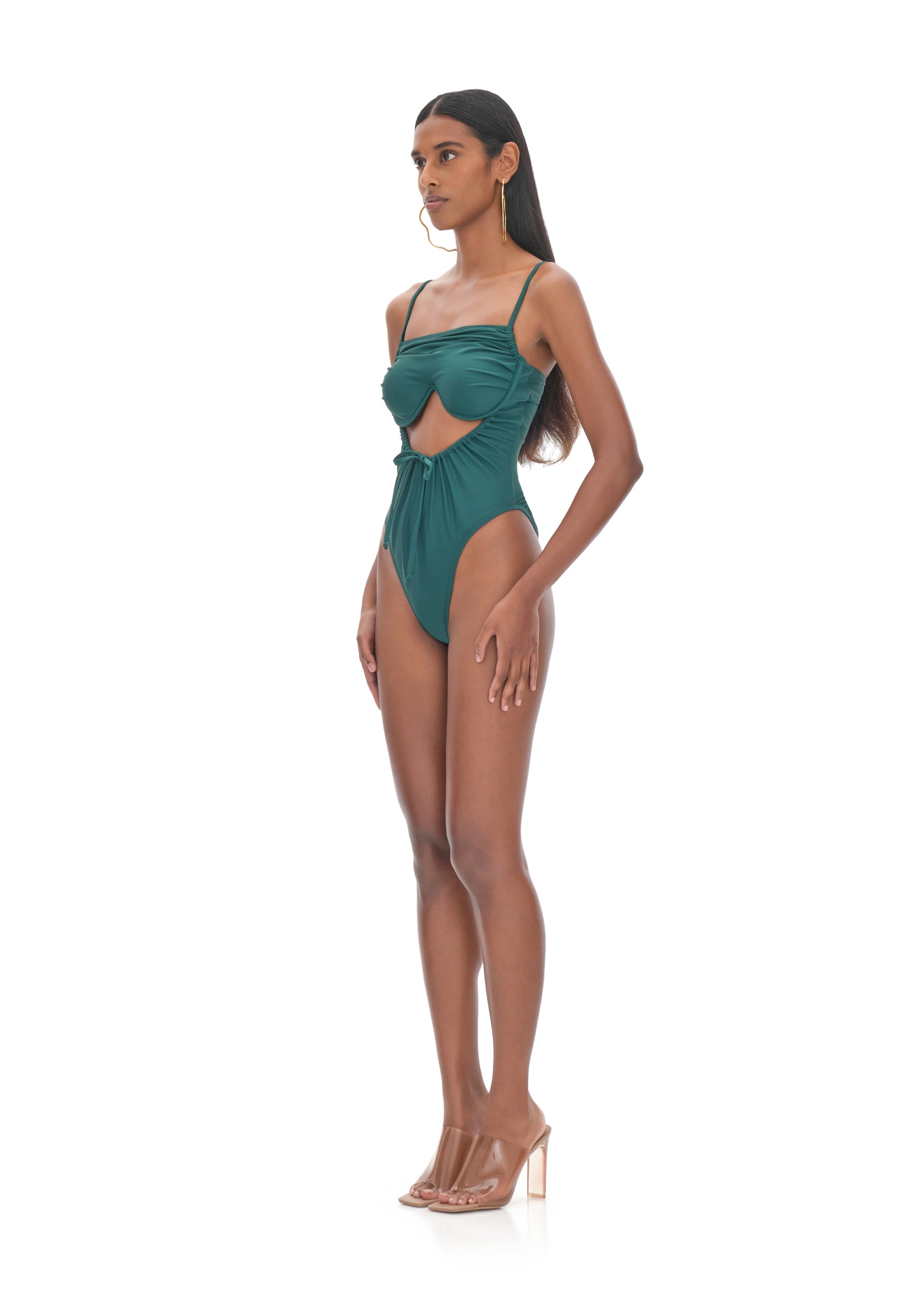 Shop TIACA FOREST GREEN ONE PIECE SWIMSUIT from Andrea Iyamah at