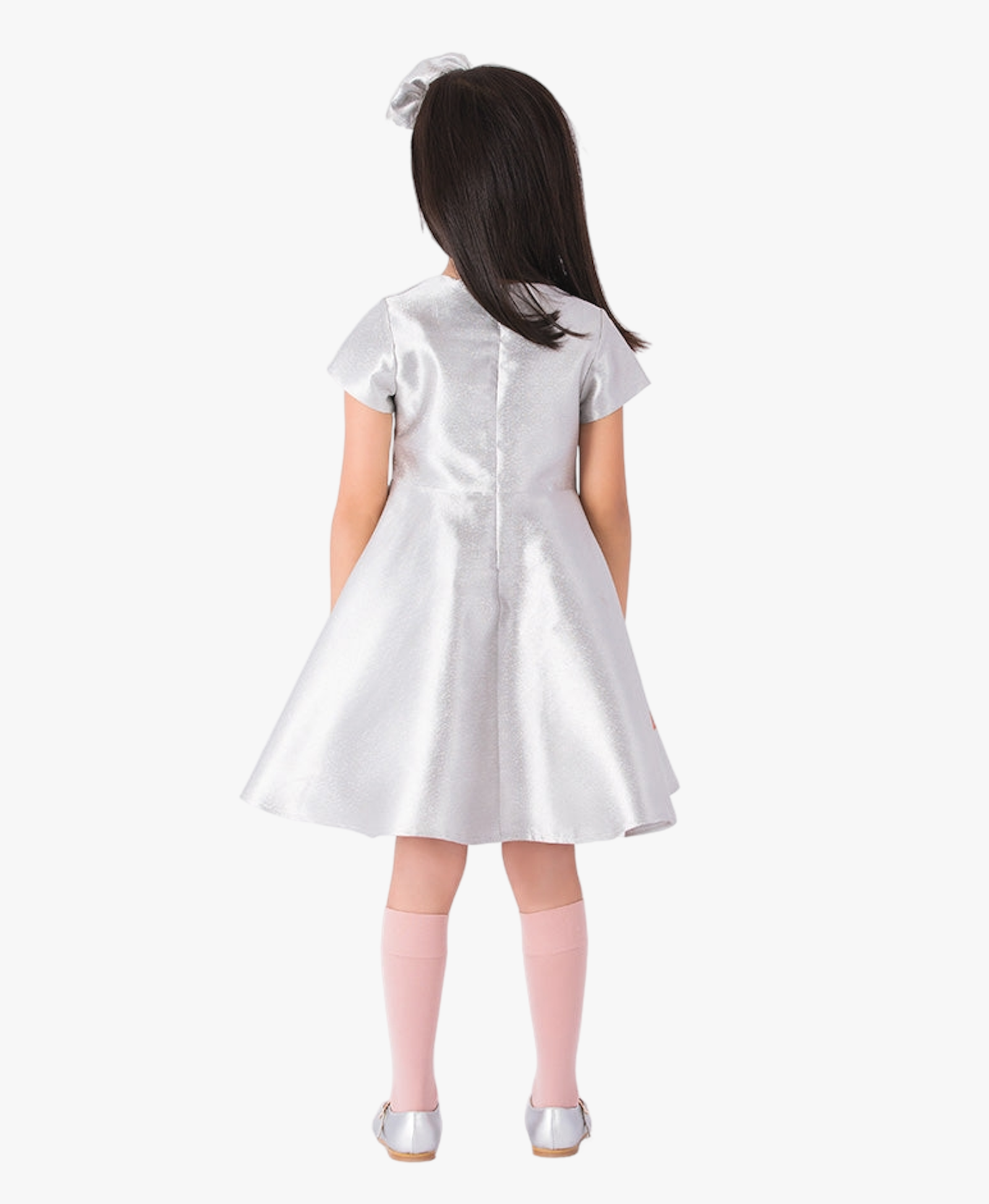 3D Appliqué Silver Girls Dress made by Mama Luma