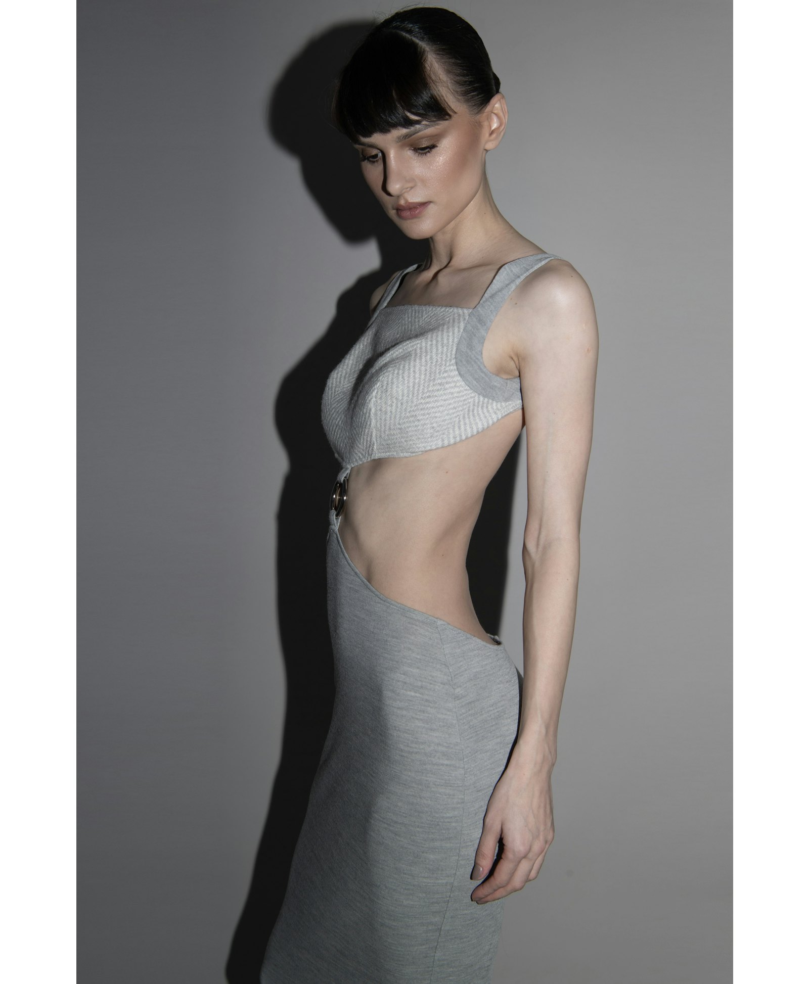 Alpaca jersey dress in Grey made by Vestiaire d'un Oiseau Libre
