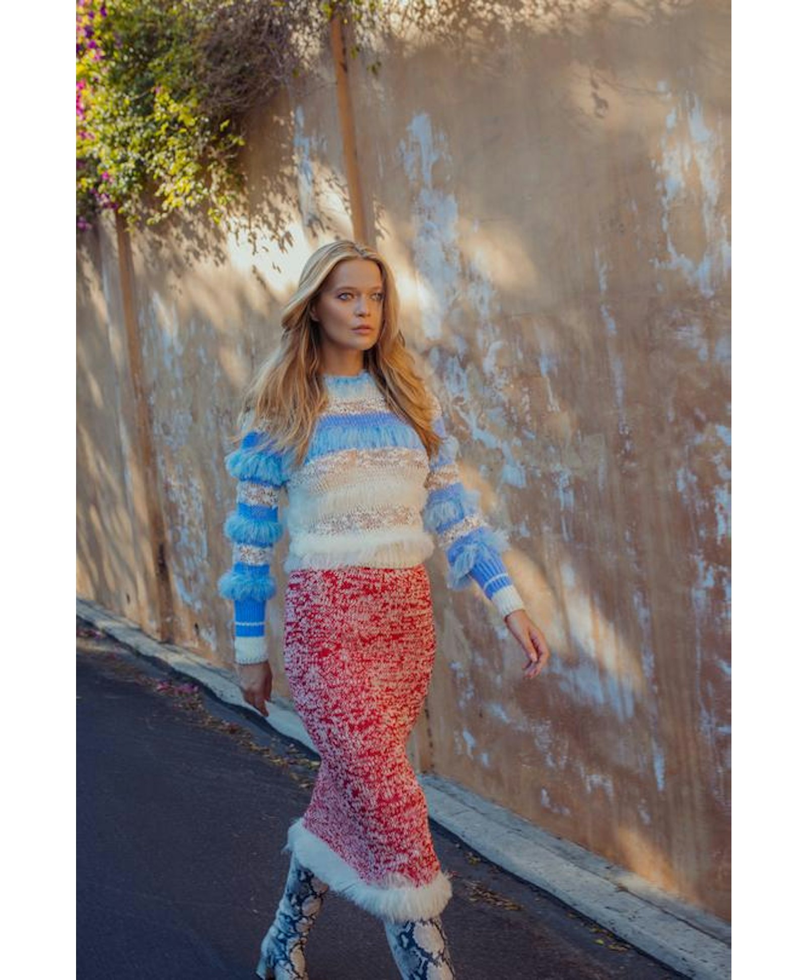 Red Handmade Knit Dress-Skirt No in Red made by ANDREEVA