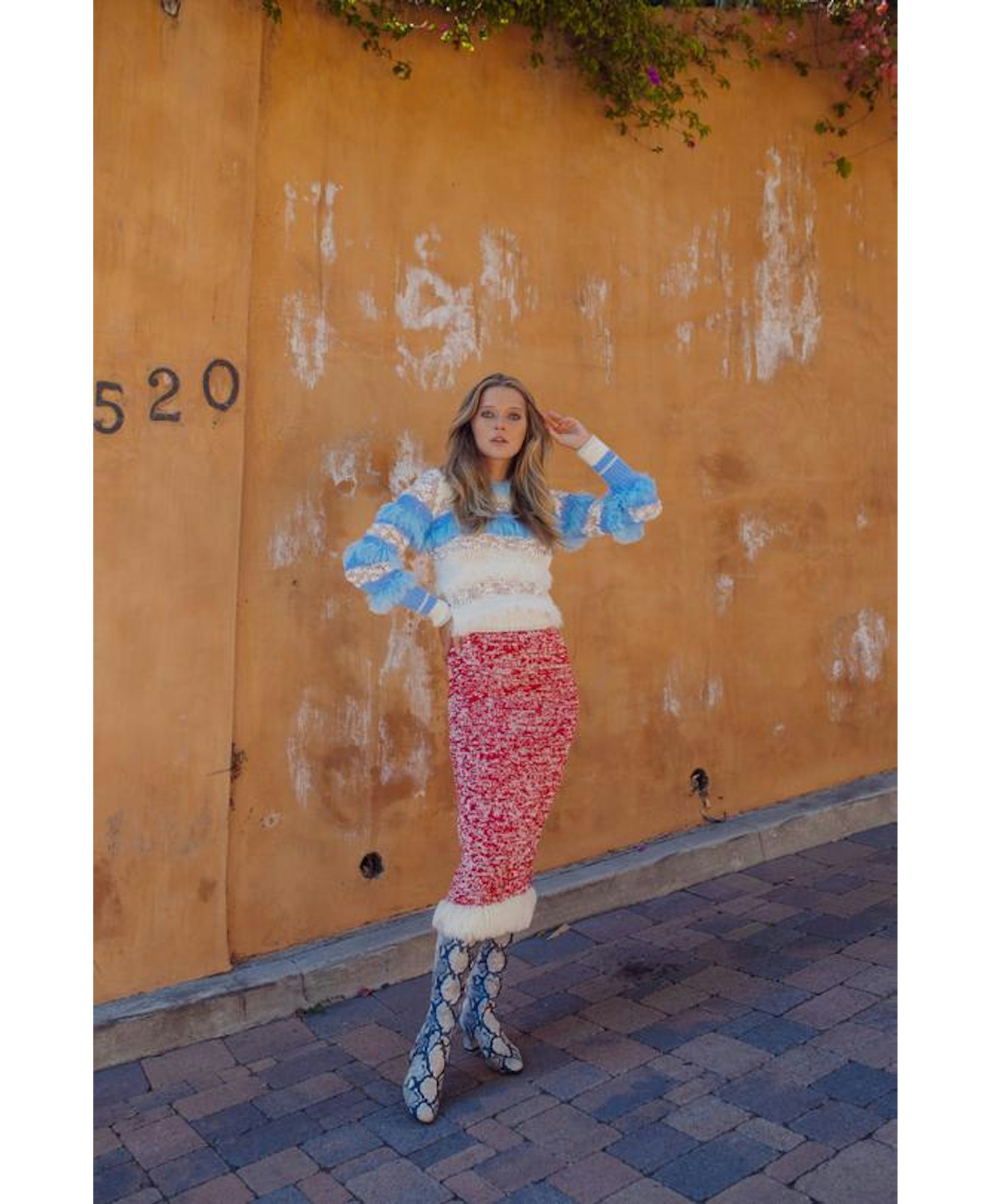 Red Handmade Knit Dress-Skirt No in Red made by ANDREEVA