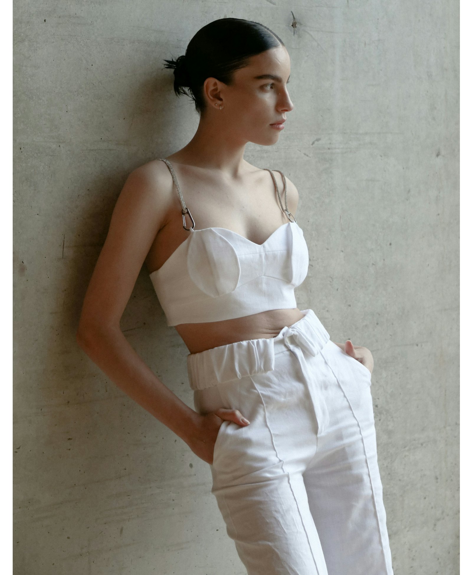 ANJA White Linen Set in White made by MAET