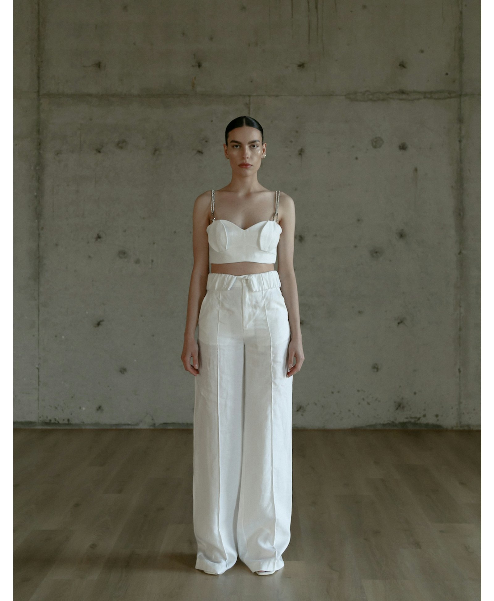 ANJA White Linen Set in White made by MAET