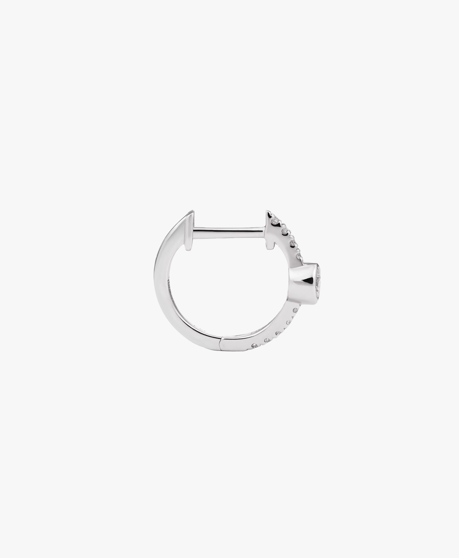 DOT DIAMOND HOOP - WHITE DIAMOND & PLAIN WHITE GOLD - 10mm made by ENNUI