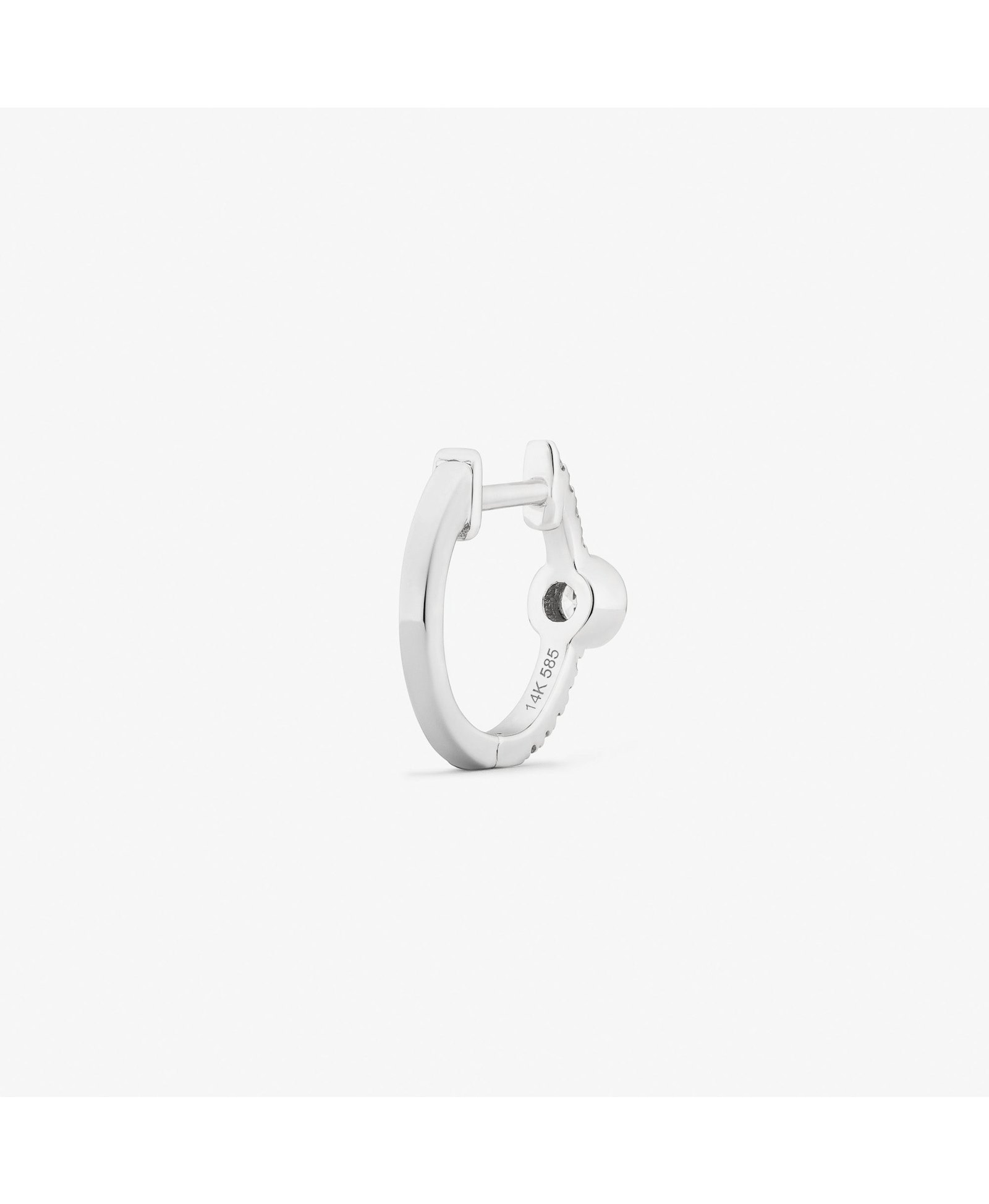 DOT DIAMOND HOOP - WHITE DIAMOND & PLAIN WHITE GOLD - 10mm made by ENNUI