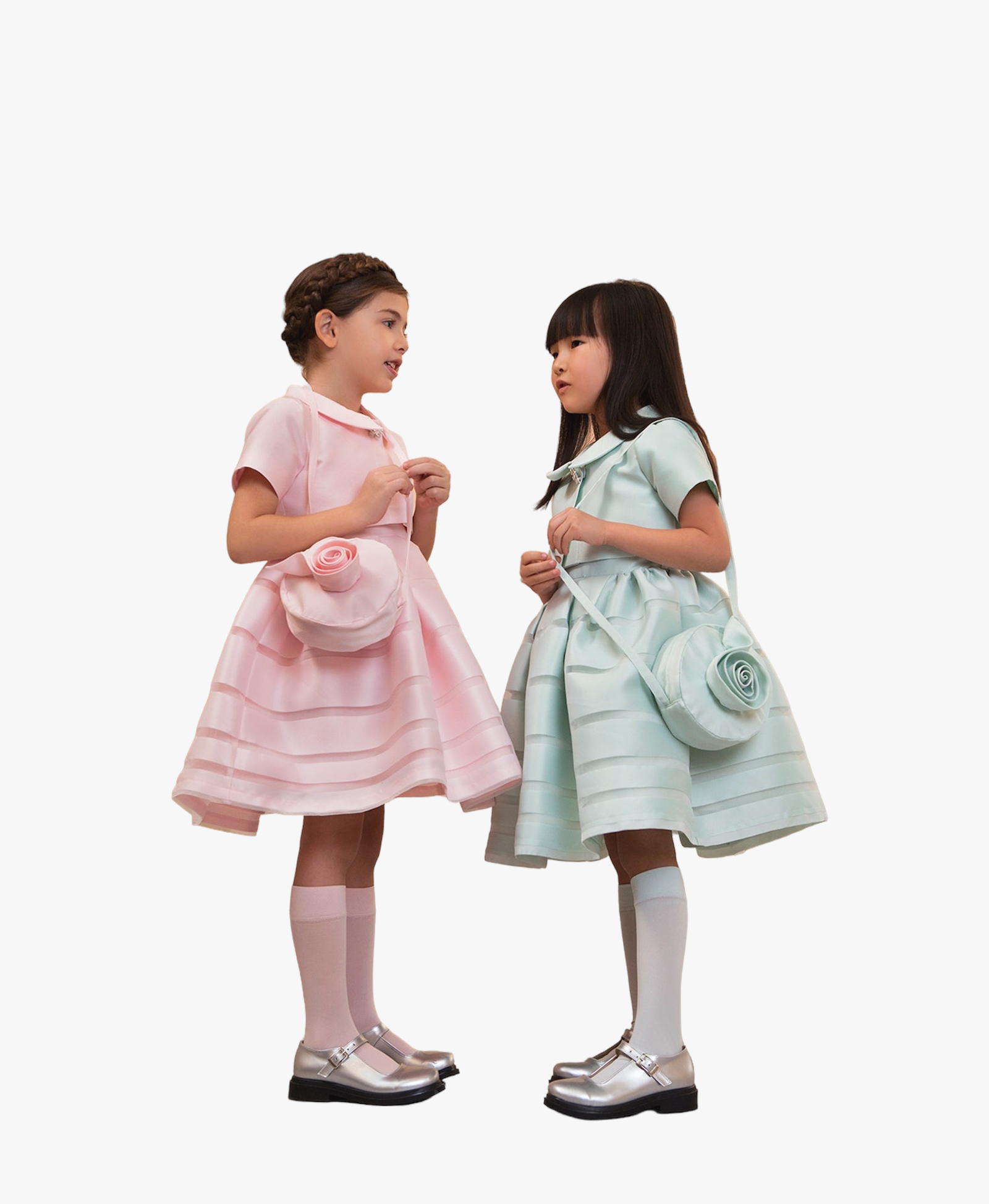 Pearl Aqua Satin Girls Dress made by Mama Luma