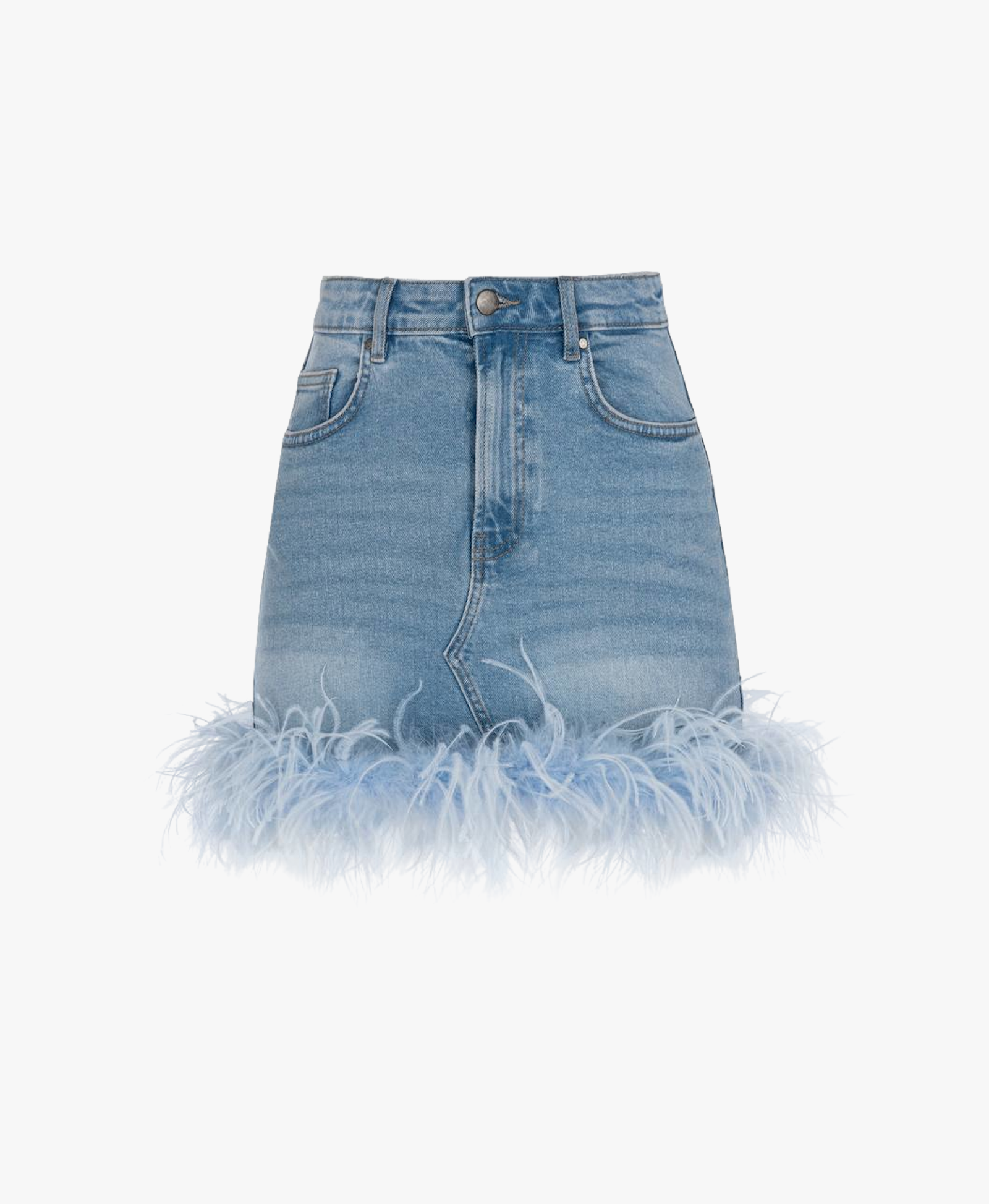 Denim Skirt with boa made by Gasanova