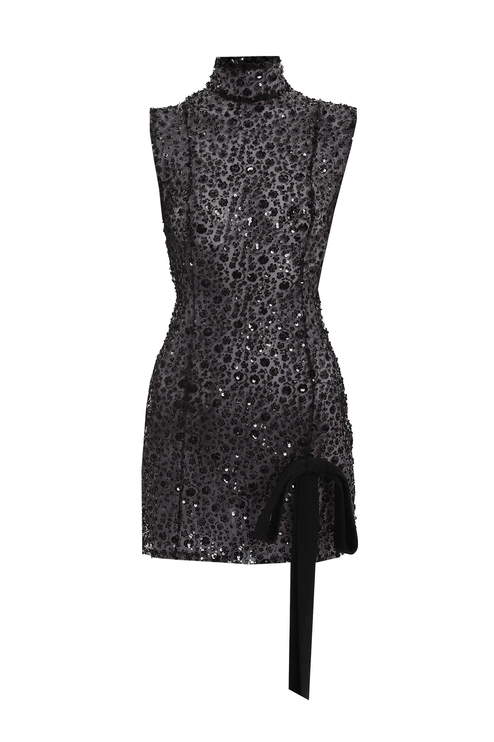 Shop Compte Spain Black Sequin Embroidered Mini Dress