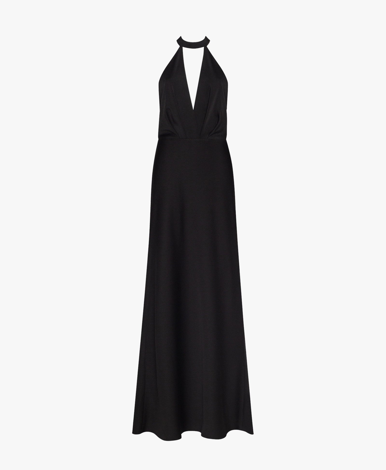 Classical black halterneck satin maxi dress, Xo Xo made by Milla