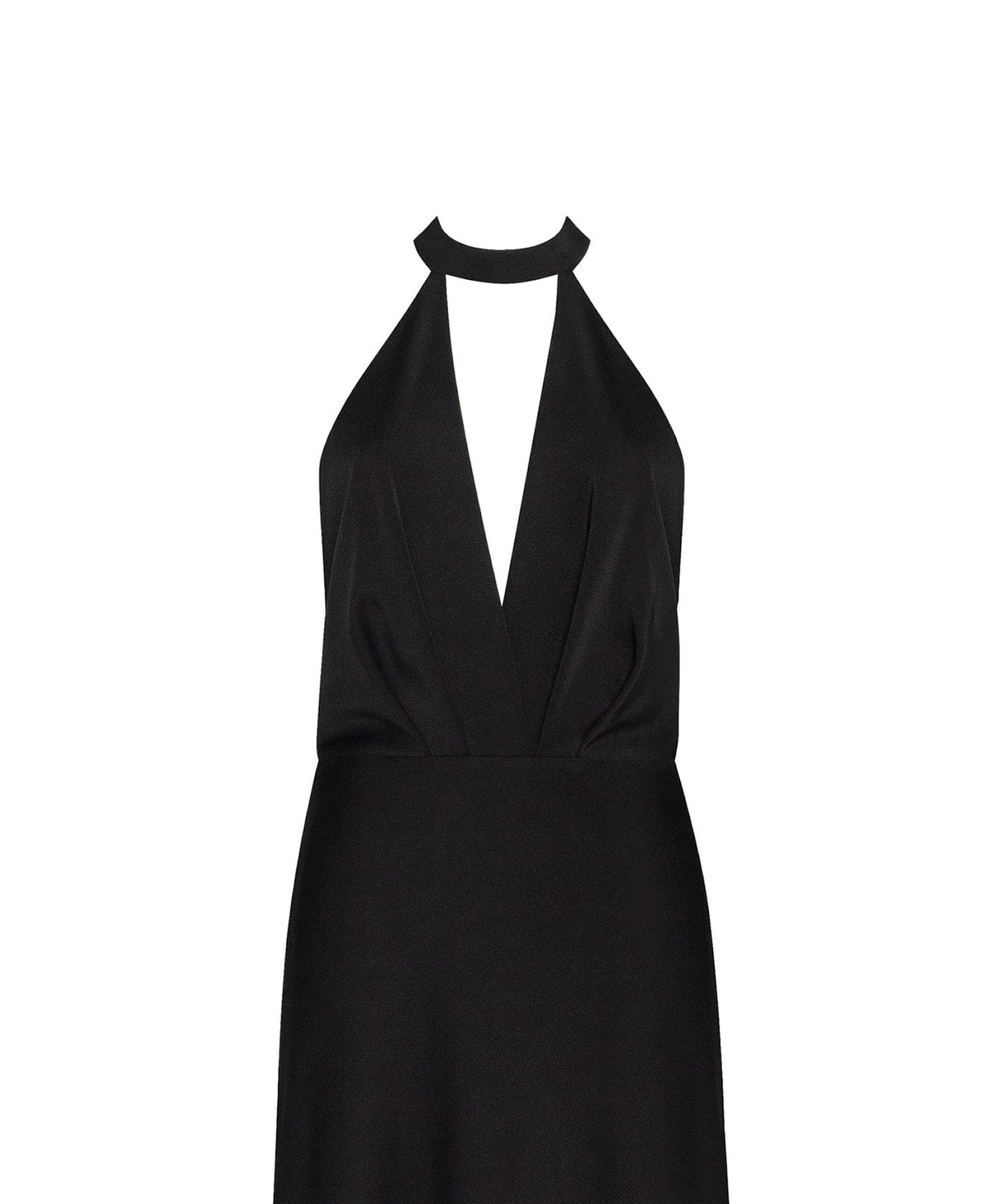 Classical black halterneck satin maxi dress, Xo Xo made by Milla
