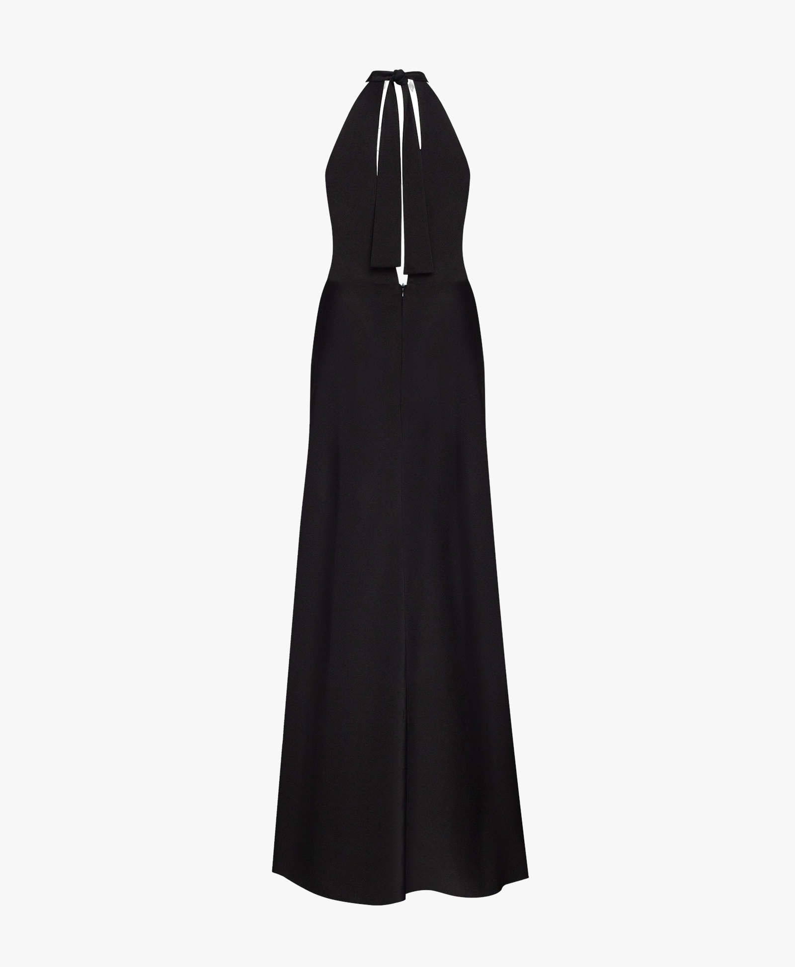 Classical black halterneck satin maxi dress, Xo Xo made by Milla