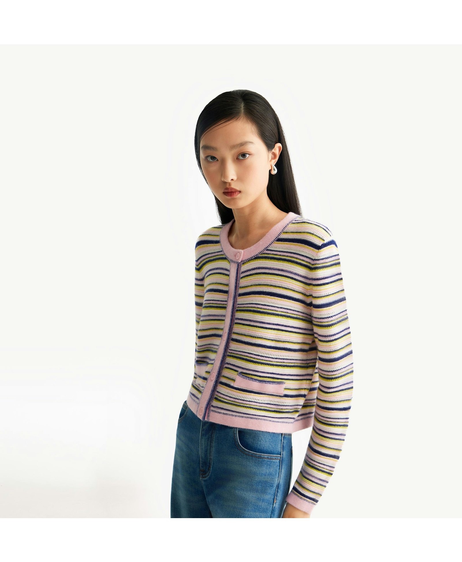 MULTICOLORED CREWNECK CARDIGAN made by CRUSH Collection