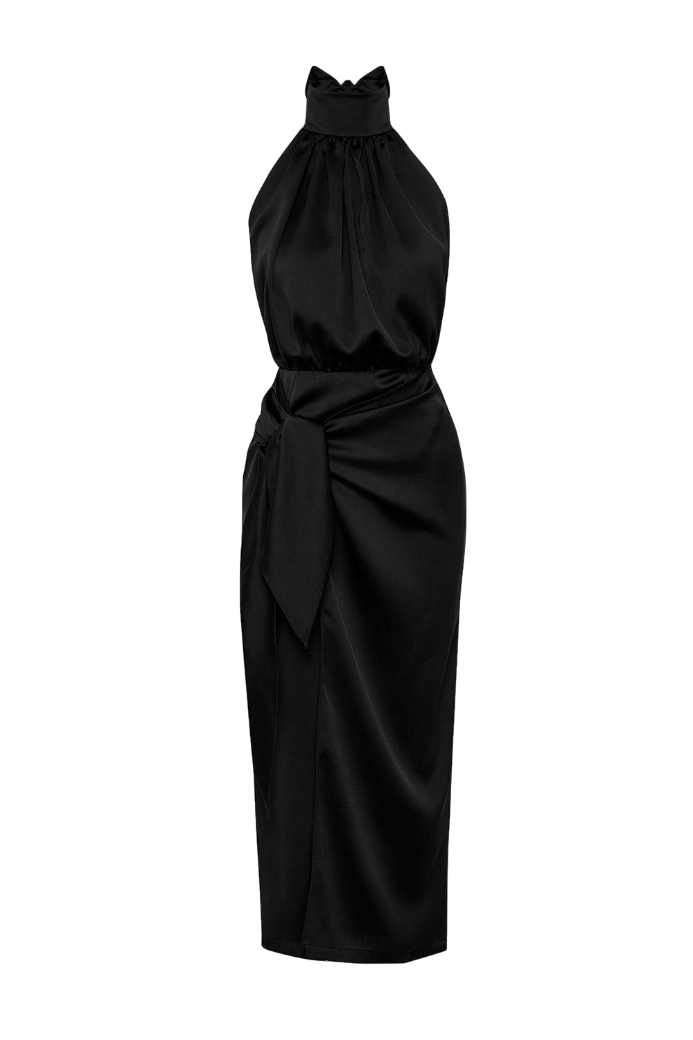 Ila Amanda - Satin Wrap Up Dress With Open Back In Black
