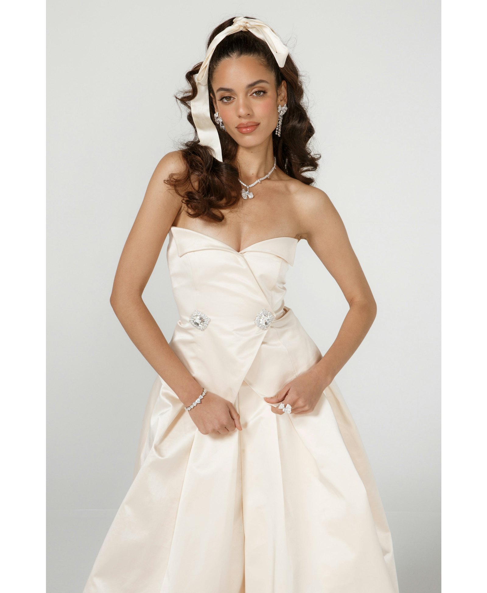 Sonya Satin Dress (Champagne) (Final Sale) in White made by Nana Jacqueline