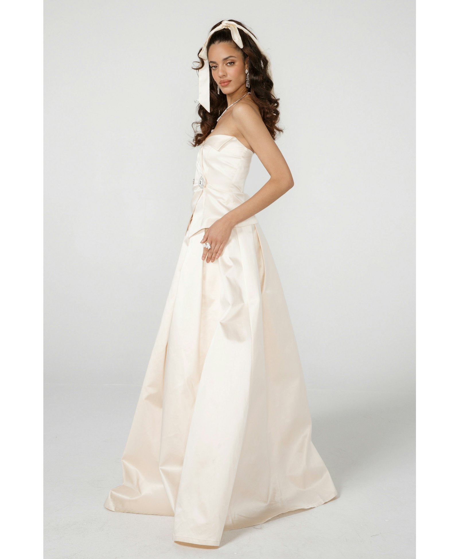 Sonya Satin Dress (Champagne) (Final Sale) in White made by Nana Jacqueline