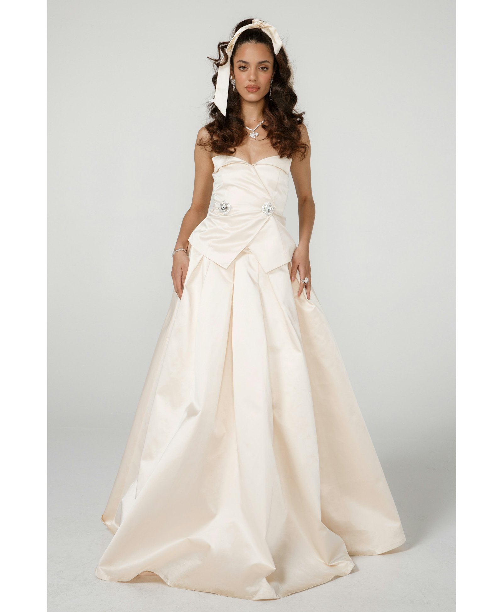 Sonya Satin Dress (Champagne) (Final Sale) in White made by Nana Jacqueline