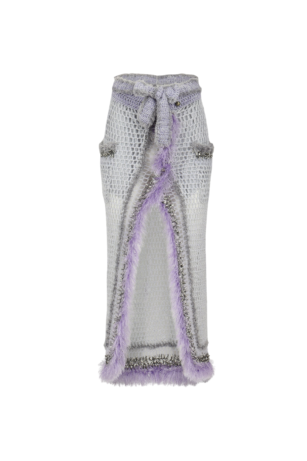Shop Andreeva Light Grey Handmade Knit Skirt In Purple