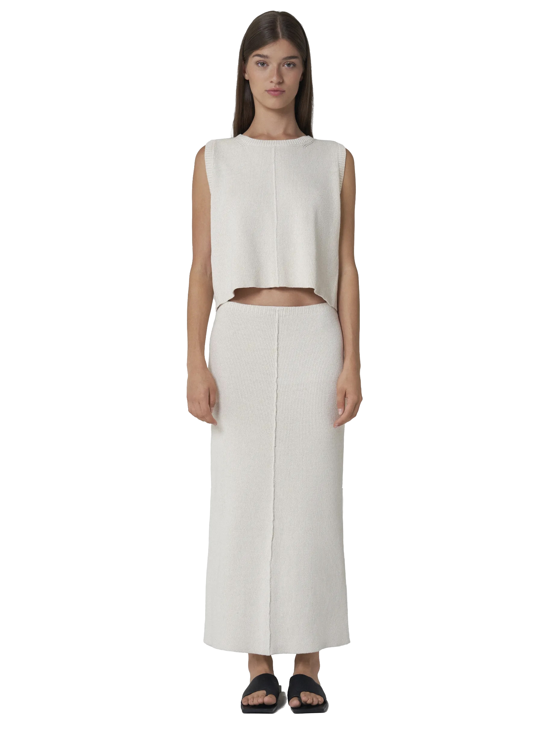 Shop Leap Concept Lyna Tube Knitted Maxi In Beige