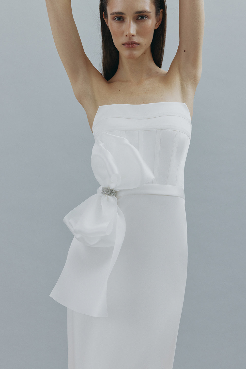 Shop Total White Structured Corset Dress With Sculpted Details