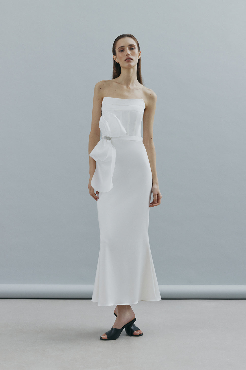 Shop Total White Structured Corset Dress With Sculpted Details