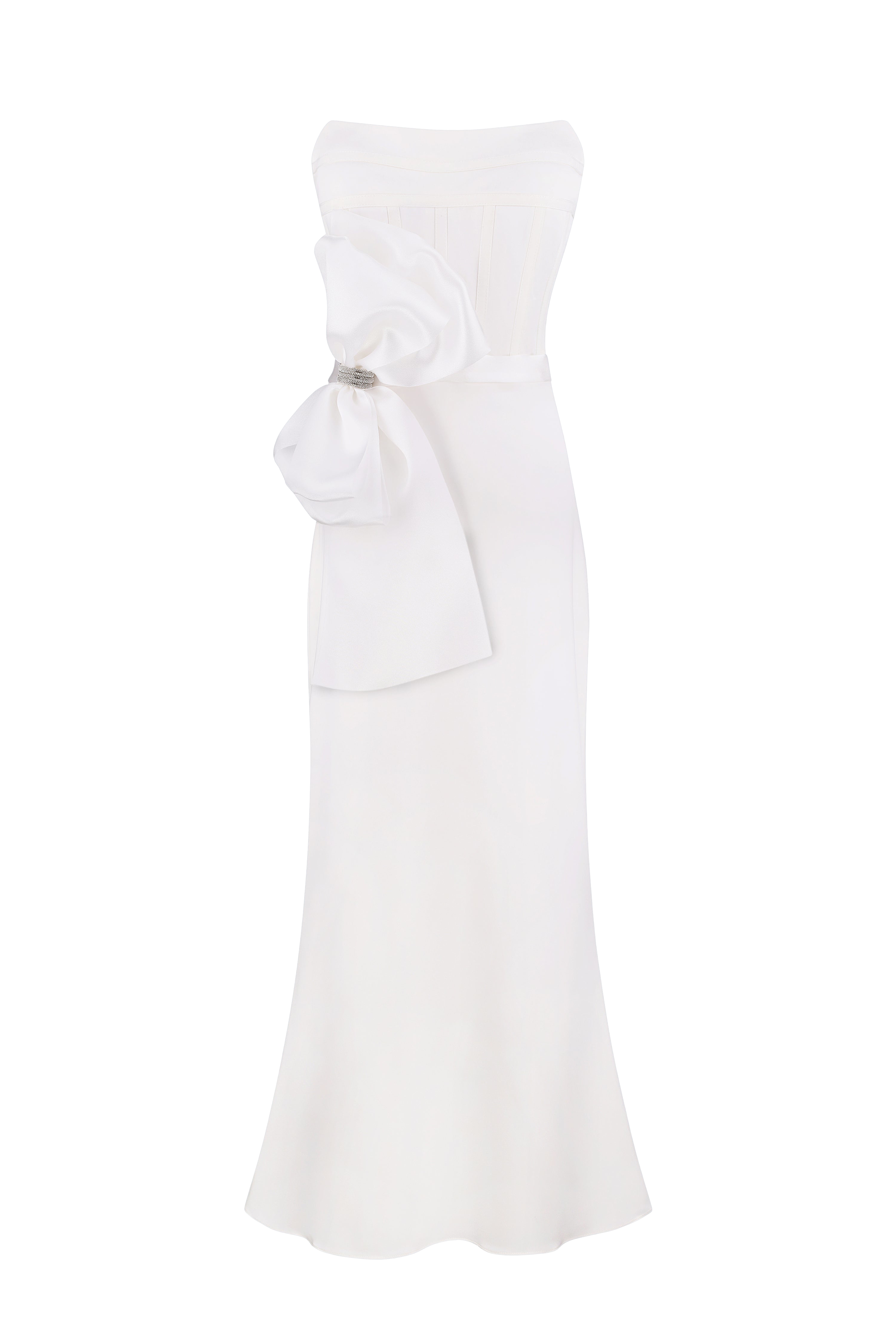 Total White Structured Corset Dress With Sculpted Details In White