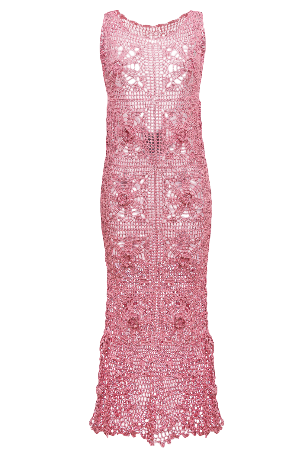Andreeva Dust Rose Handmade Crochet Dress In Pink