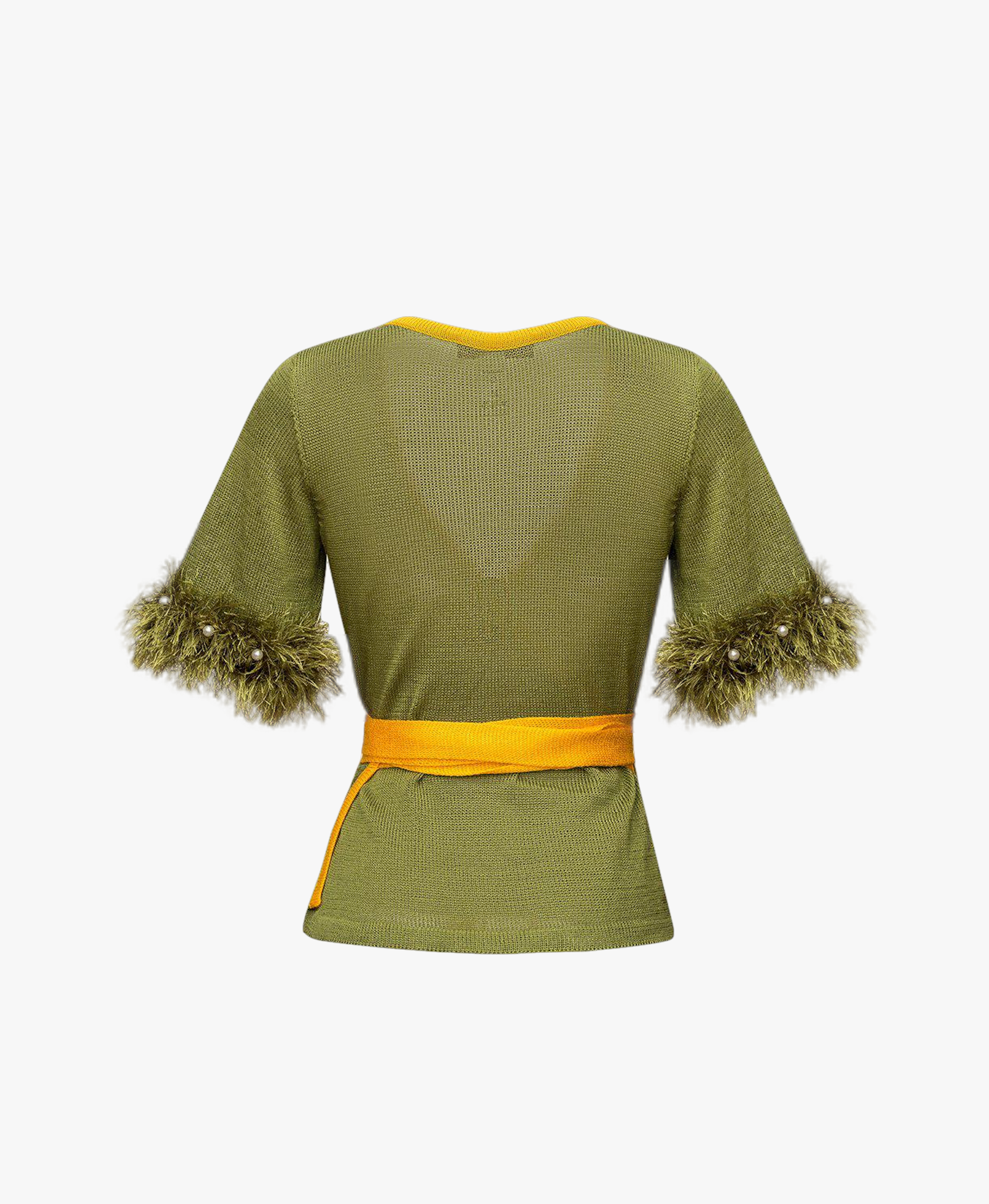 Green Cross-front Knit Top made by ANDREEVA