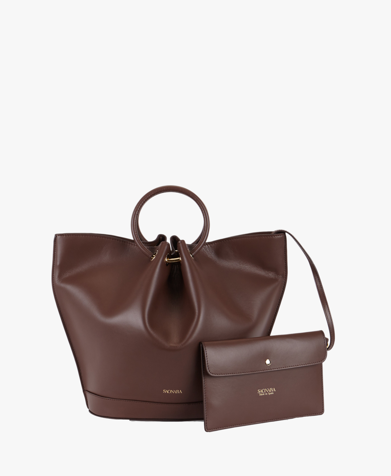 SAONARA CHOCOLATE LEATHER CARRY CASE made by Saonara