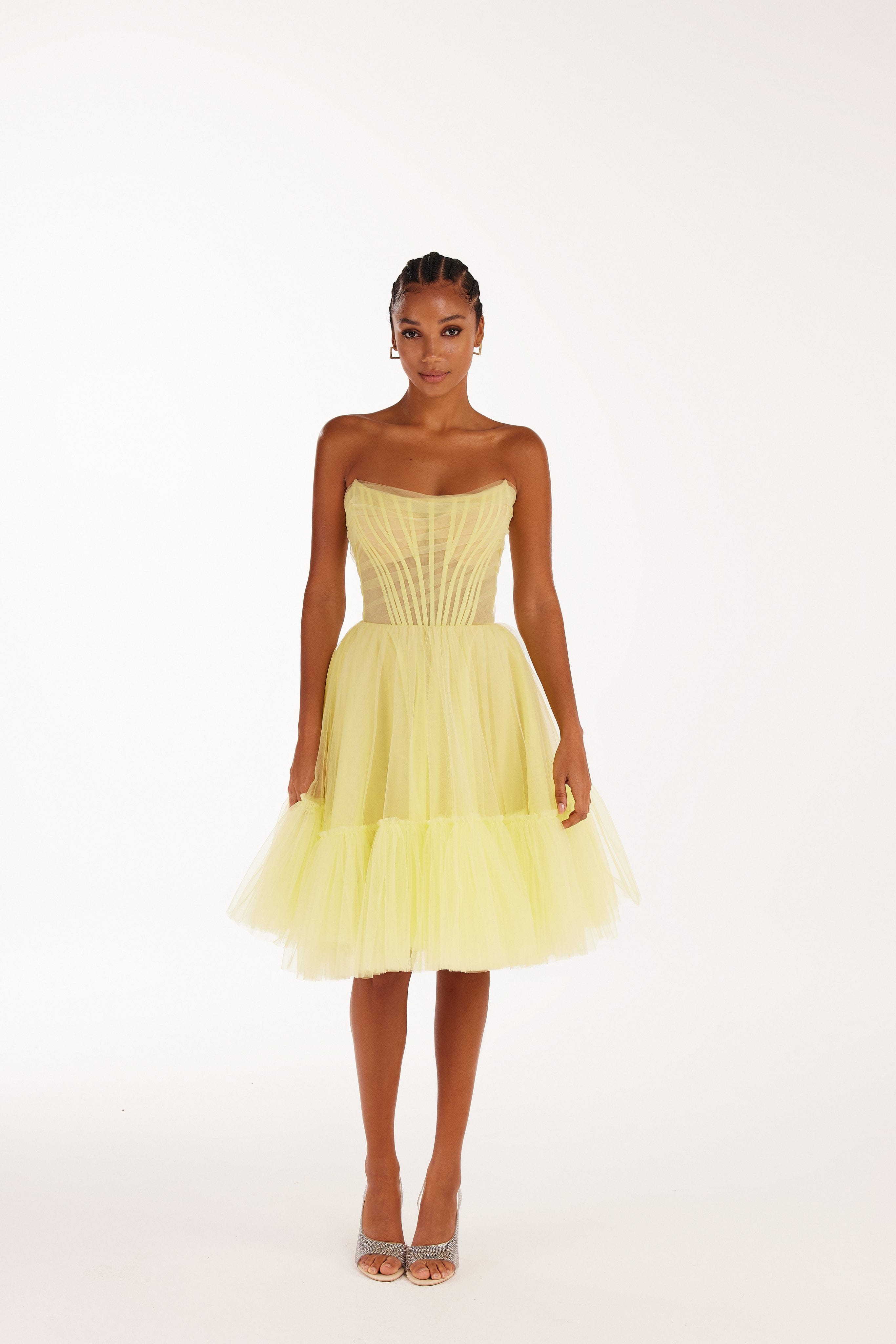 bright yellow cocktail dress