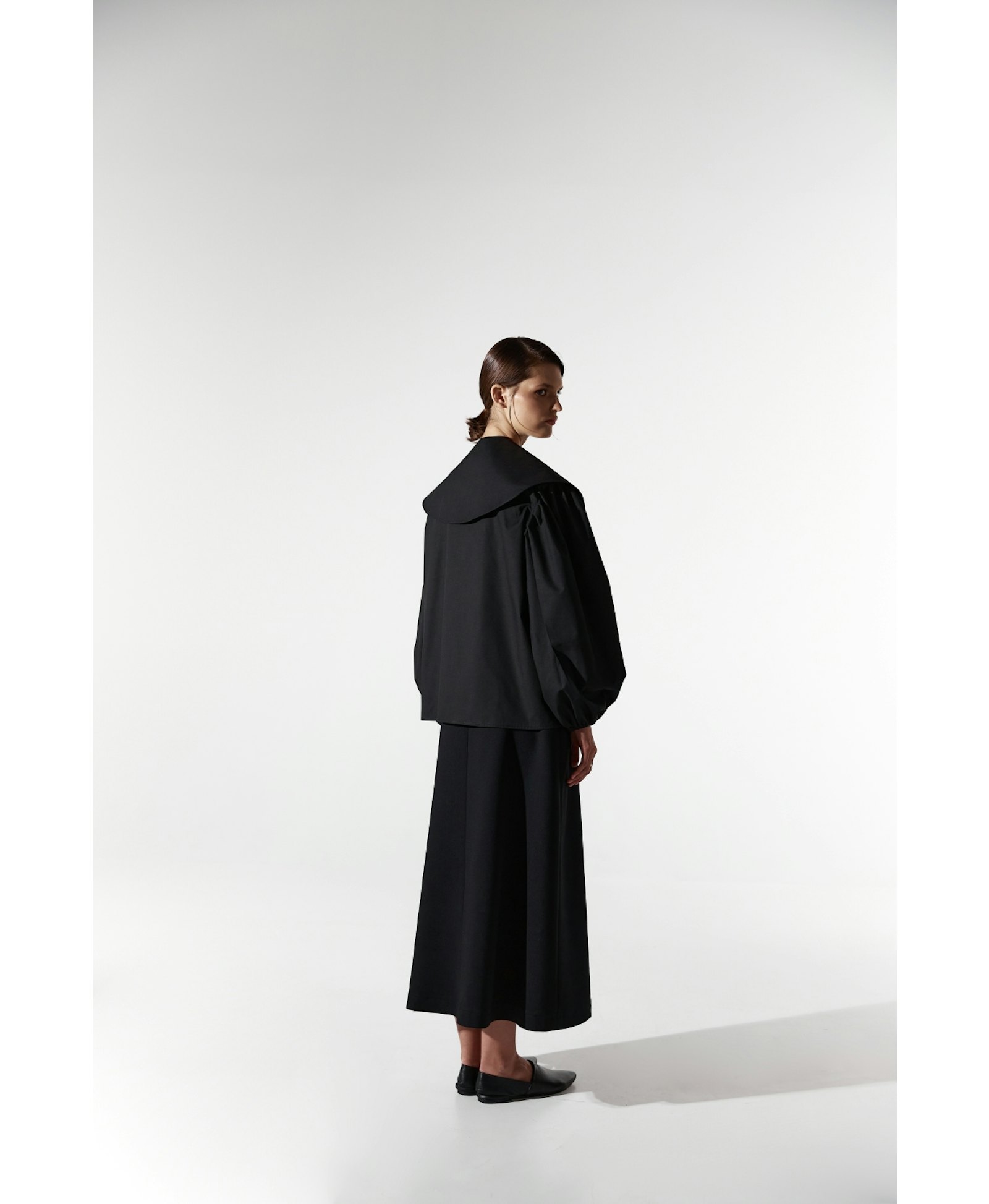 Black shirt with collar in Black made by DELEGAN Clothes