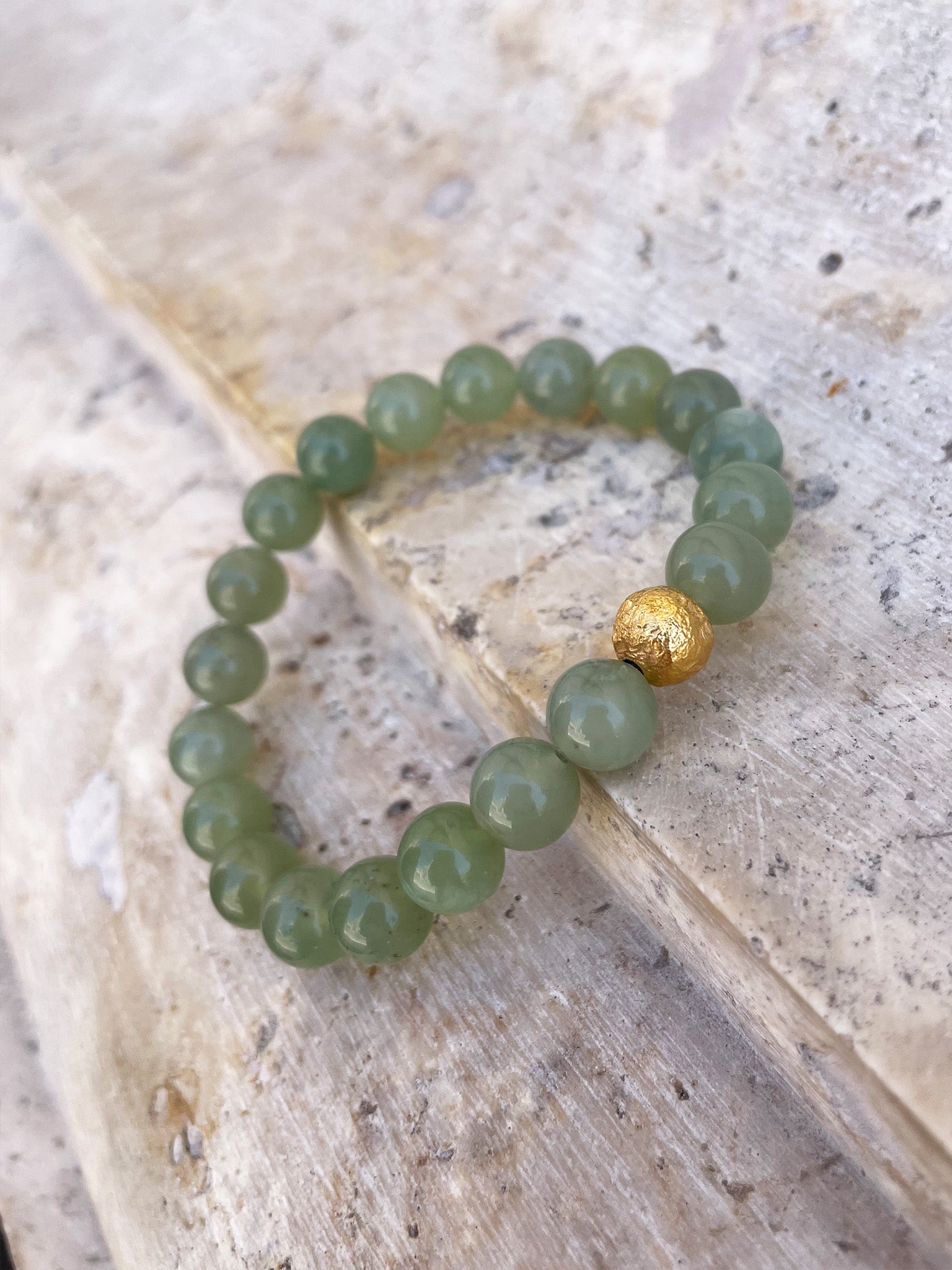 Shop Eva Remenyi Jade Forest Green Bracelet In Gold