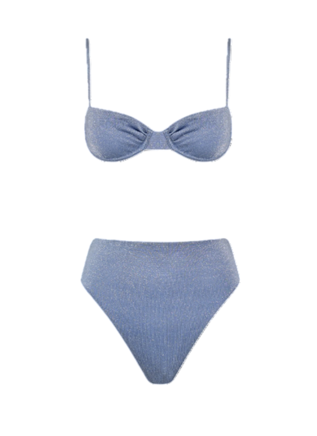 Hanne Bloch Skyblue Glitter Balconette Bikini In Blue