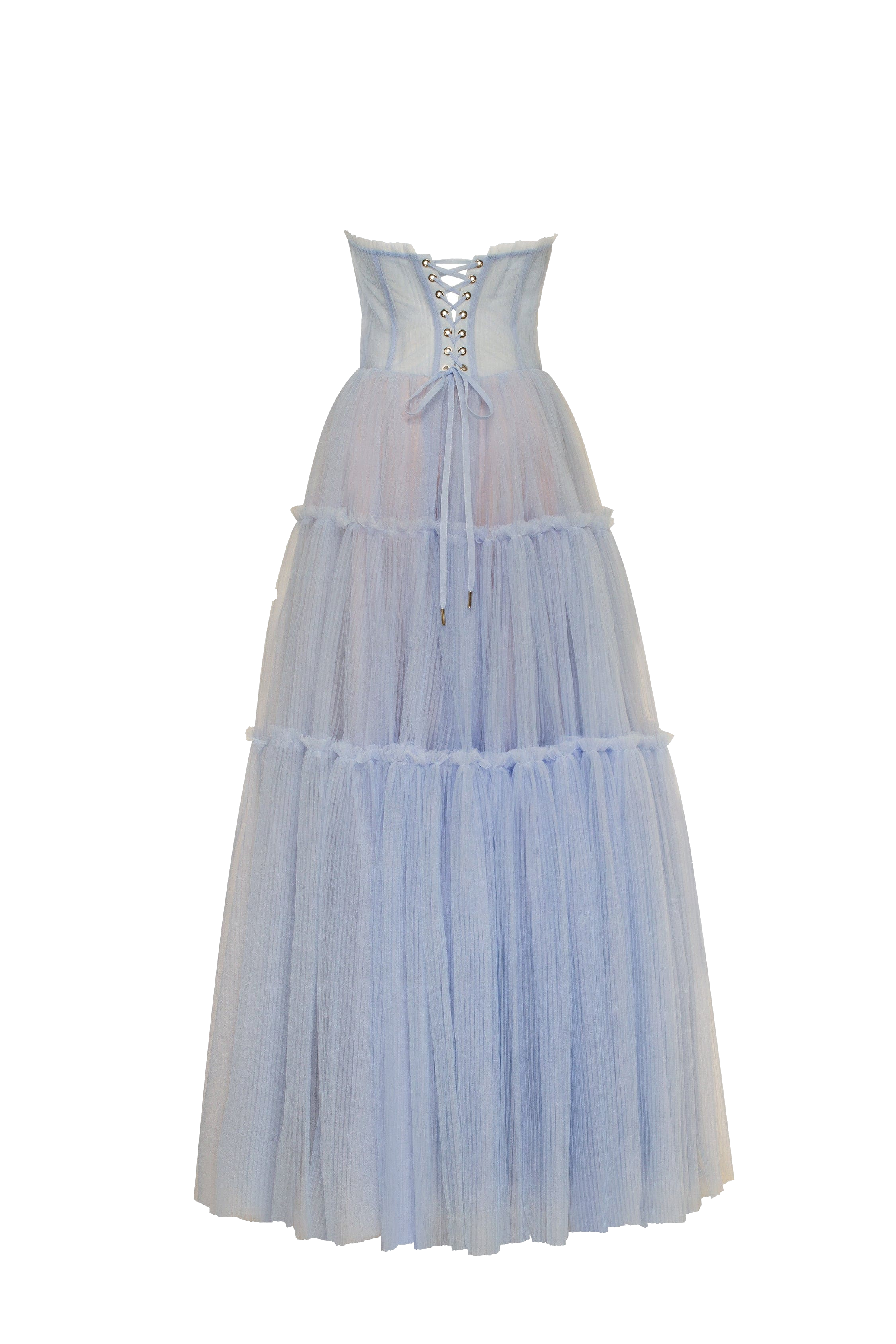 Shop Milla Cloudy Blue Tulle Maxi Dress With Ruffled Skirt, Garden Of Eden