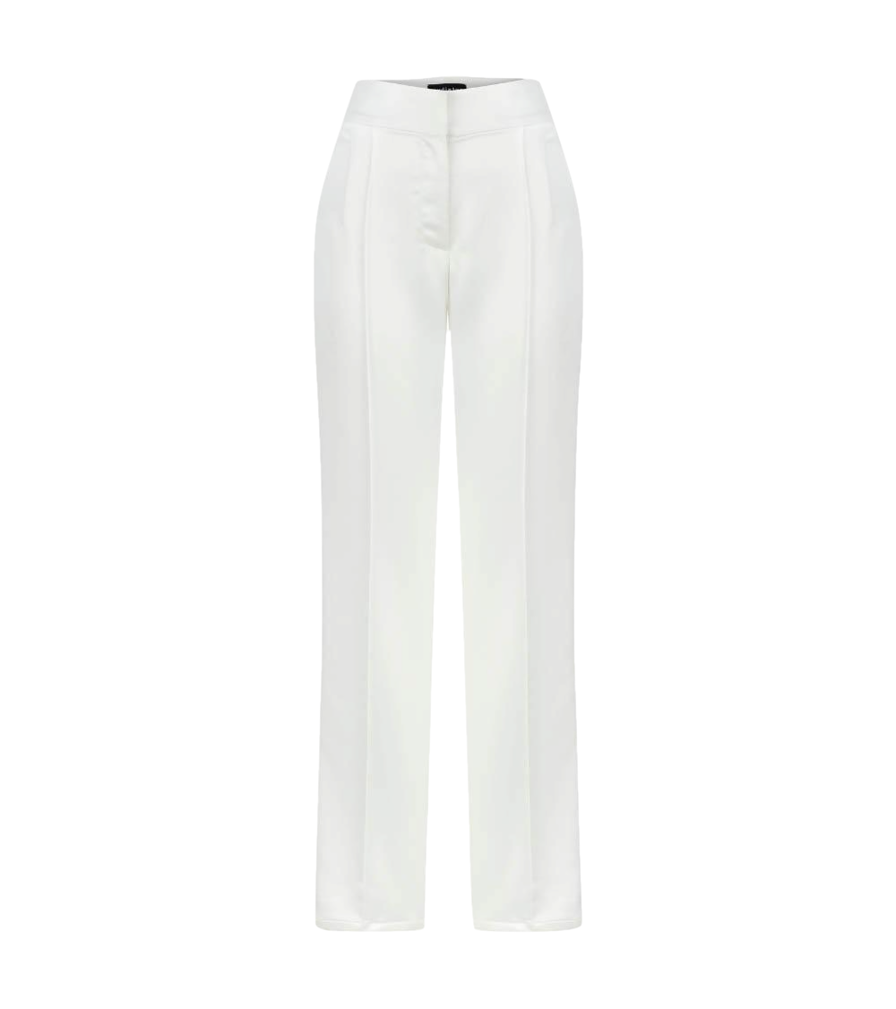 Sudietuz White Silk Touch Pants