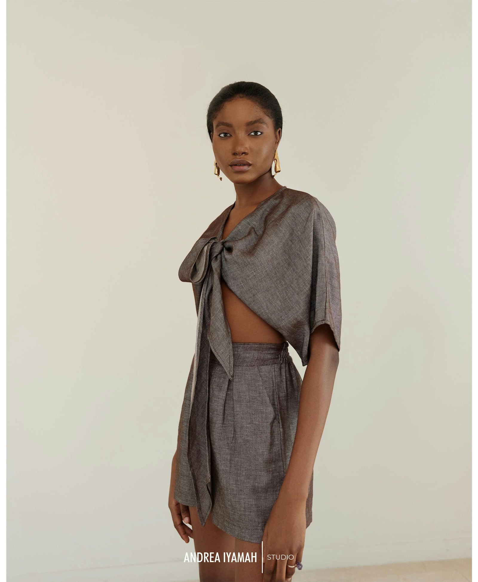 ETI ASH GREY CROP TOP made by Andrea Iyamah