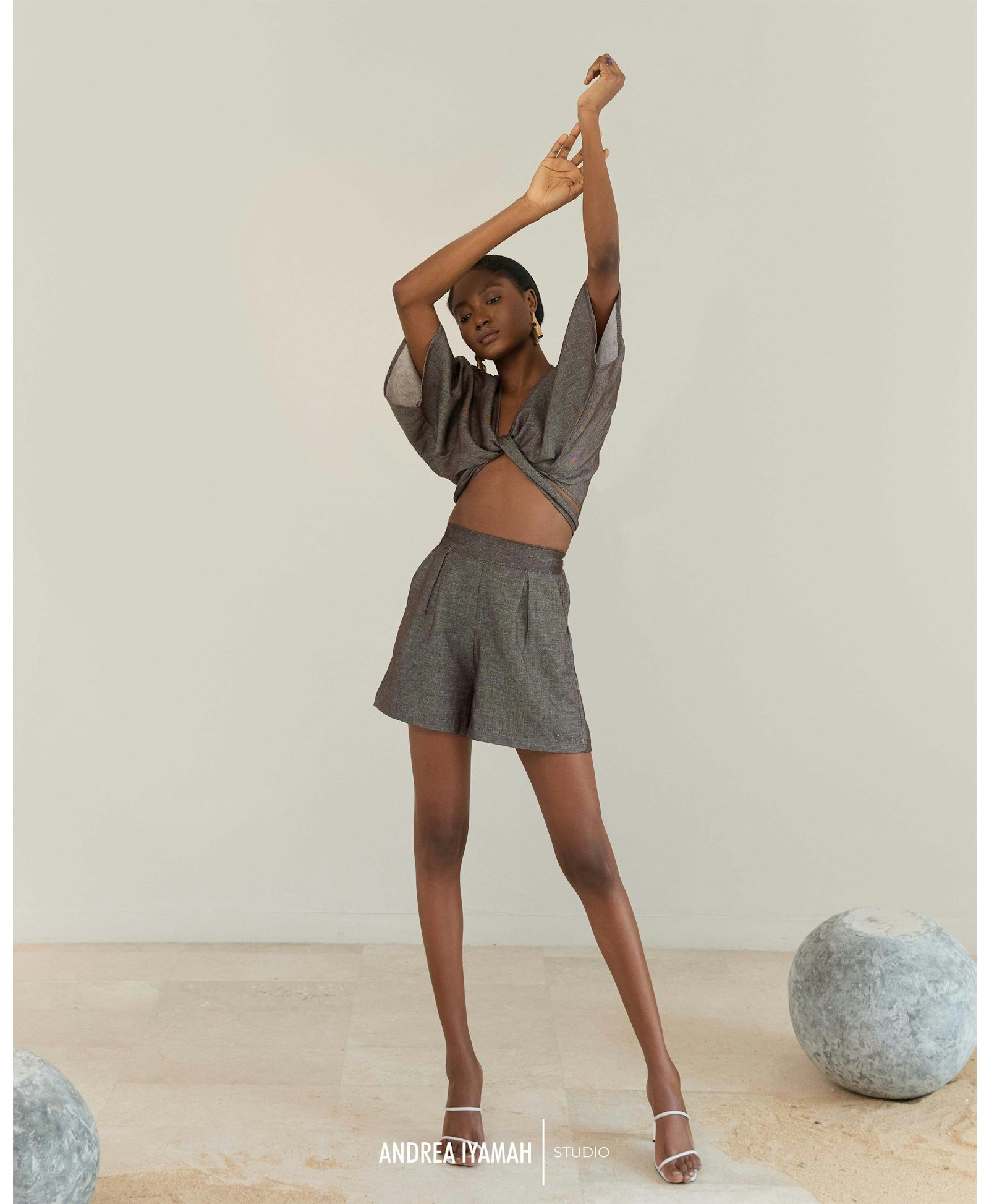 ETI ASH GREY CROP TOP made by Andrea Iyamah