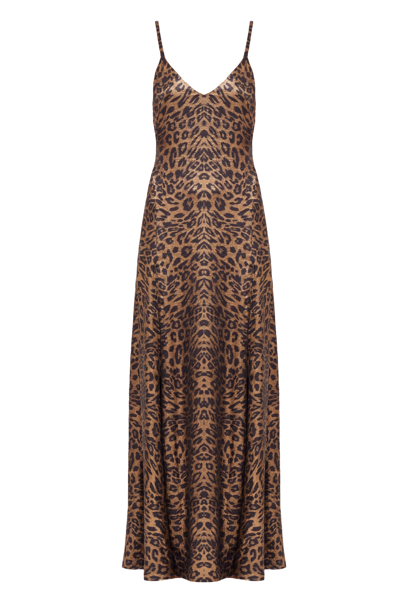 Shop Undress Ines Leopard Metallic Fabric Long Open Back Dress