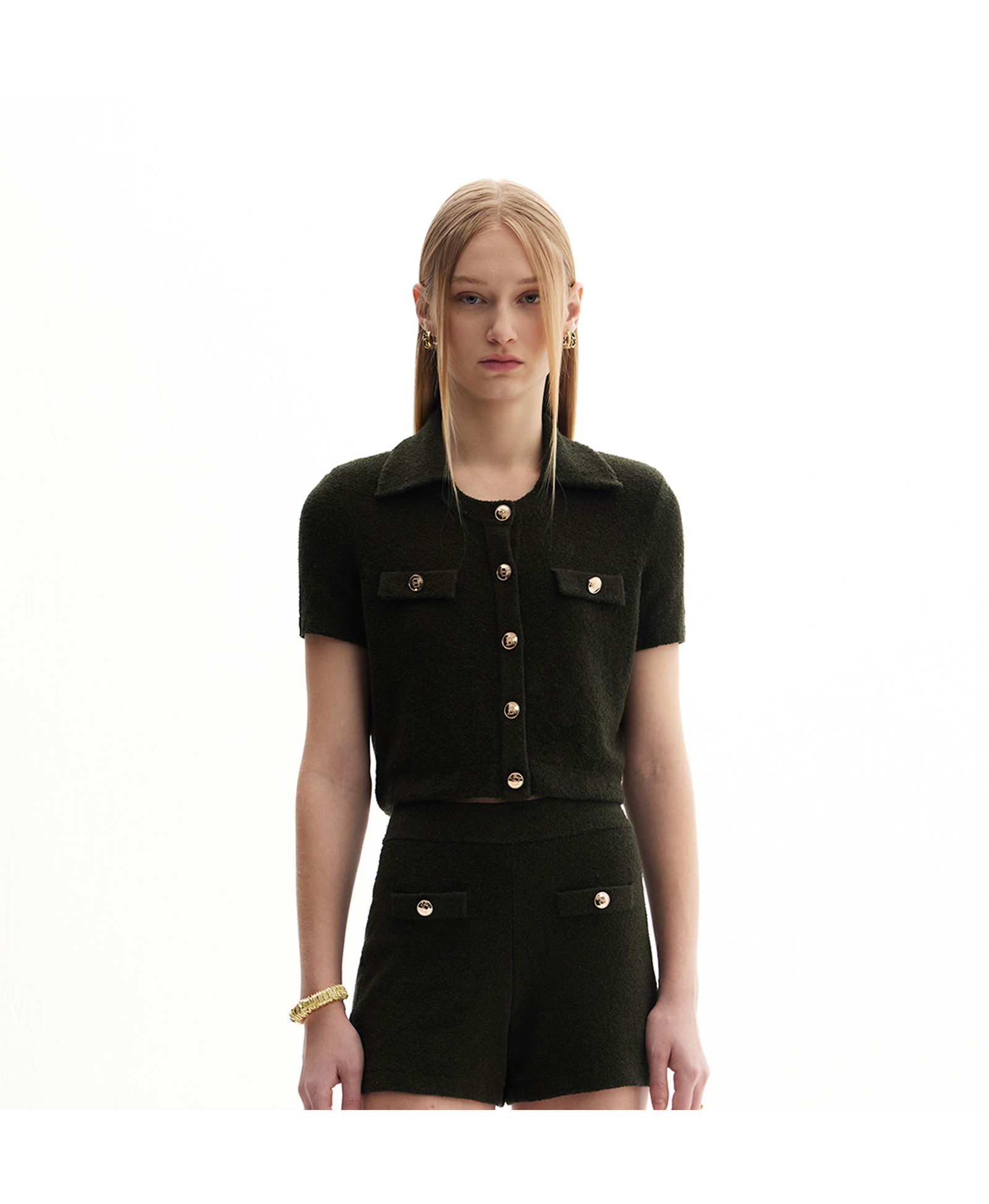 BOUCLÉ SHORT-SLEEVED JACKET made by CRUSH Collection