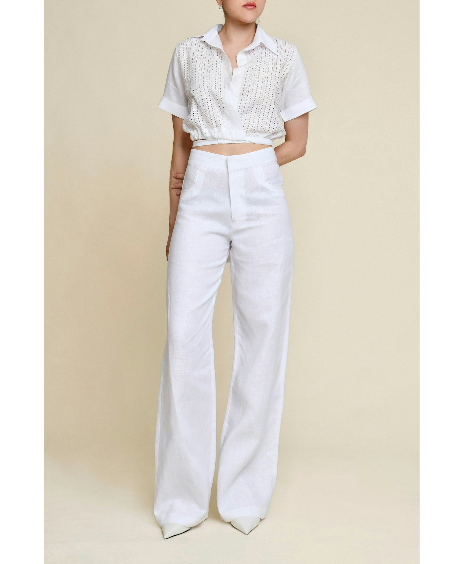 Paseo 100% Linen Pants - White made by Francesca Miranda