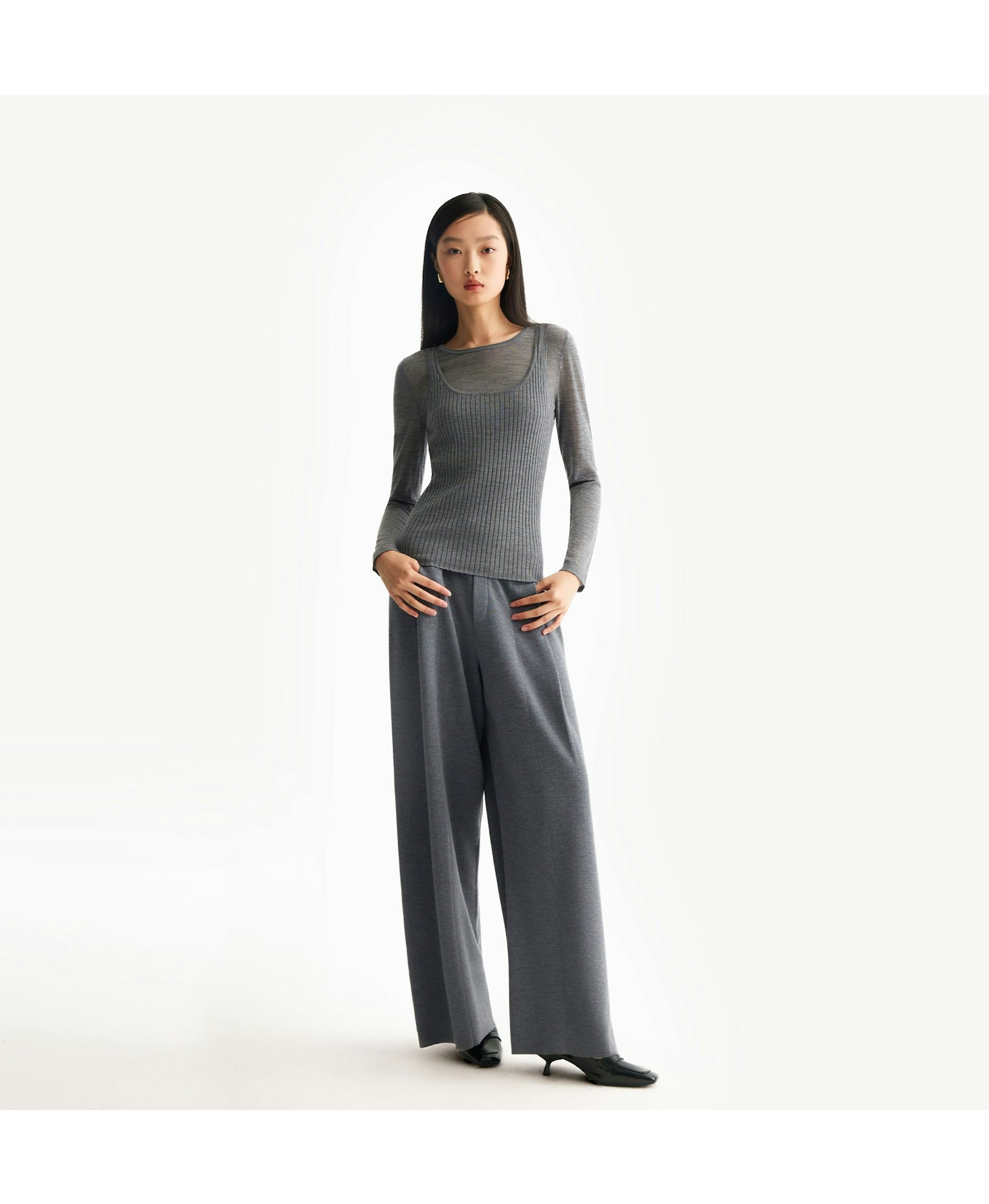 WOOL LAYERED CREWNECK TOP made by CRUSH Collection