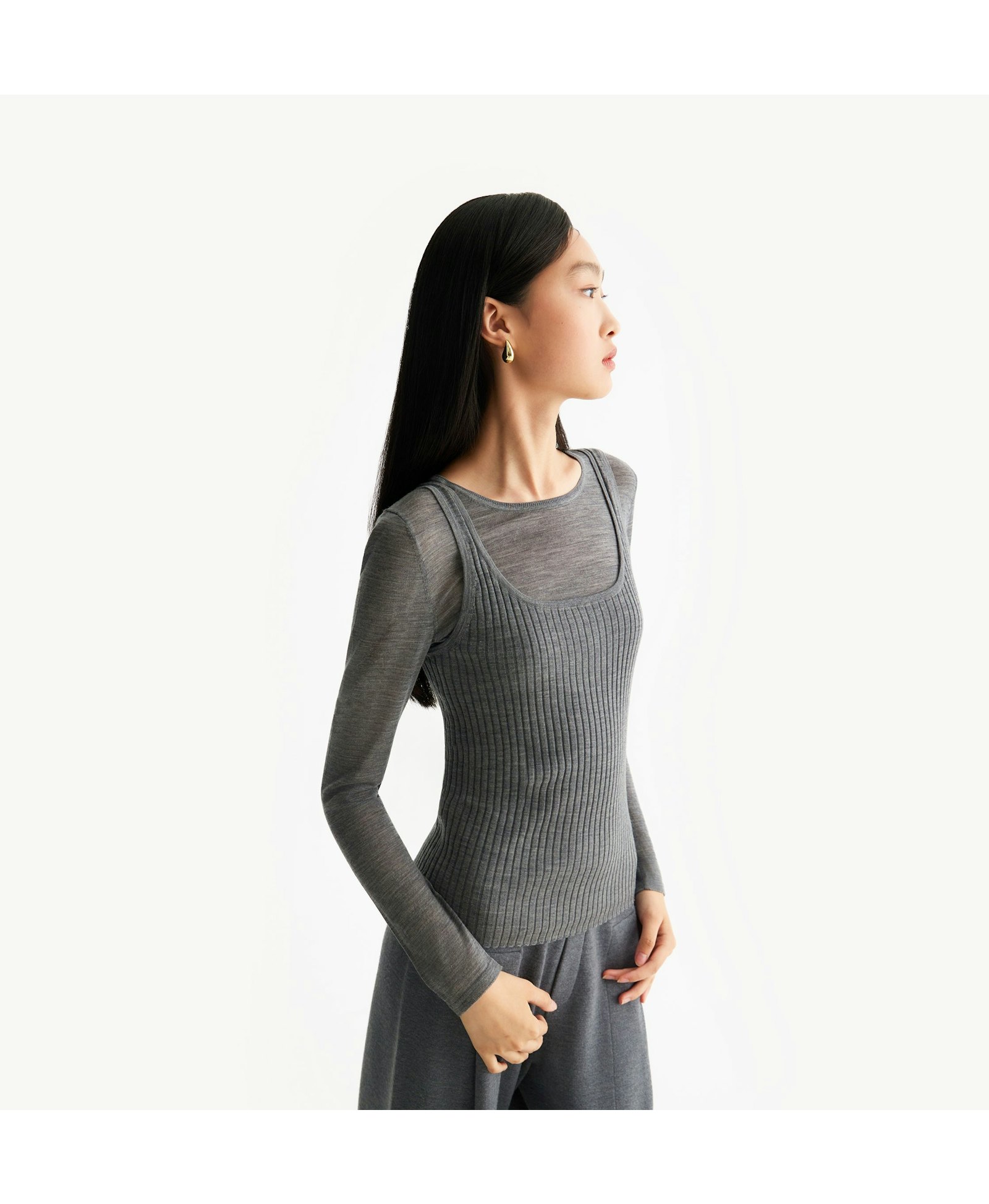 WOOL LAYERED CREWNECK TOP made by CRUSH Collection