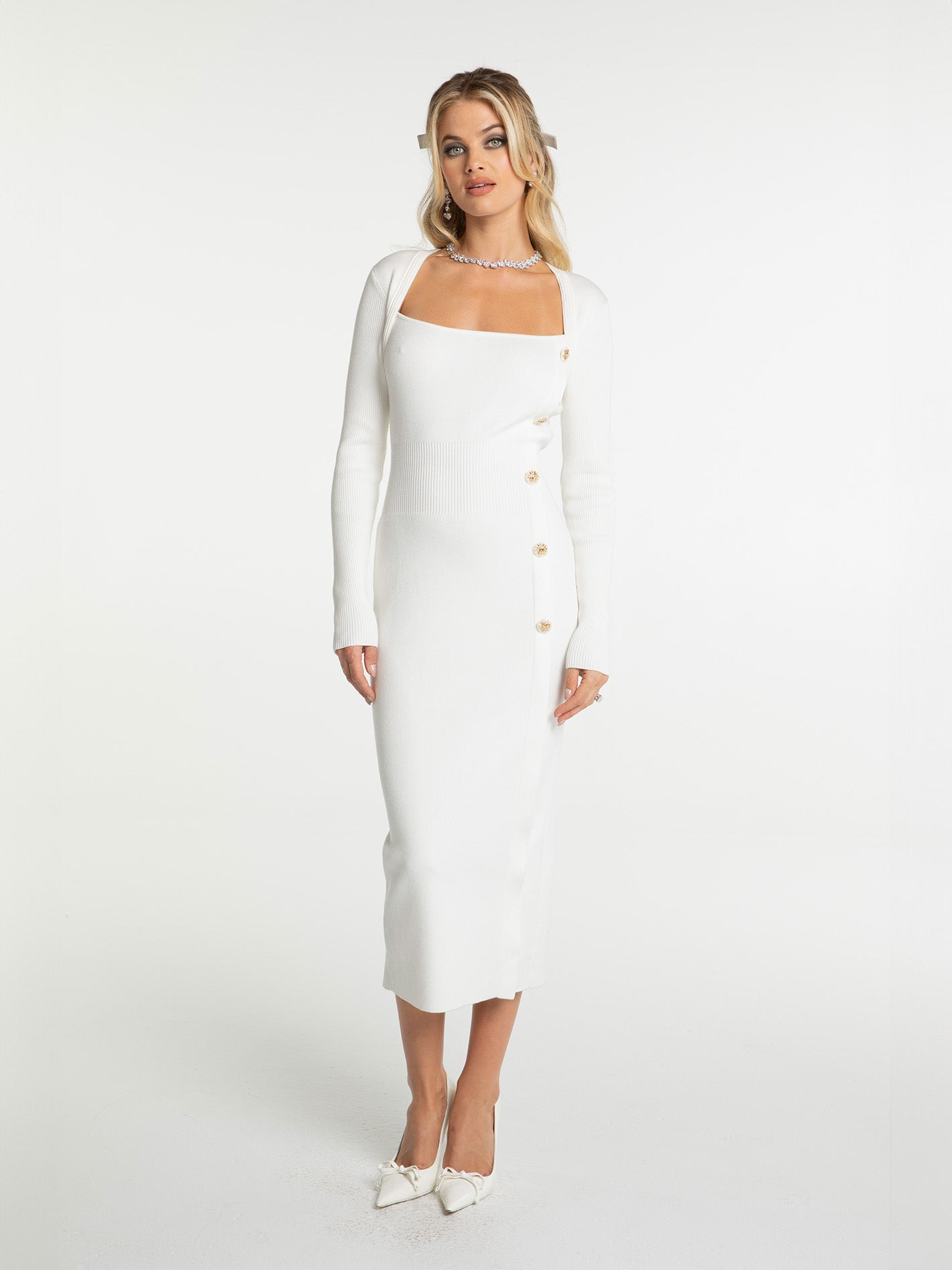 Shop Nana Jacqueline Rylee Knit Dress (white)