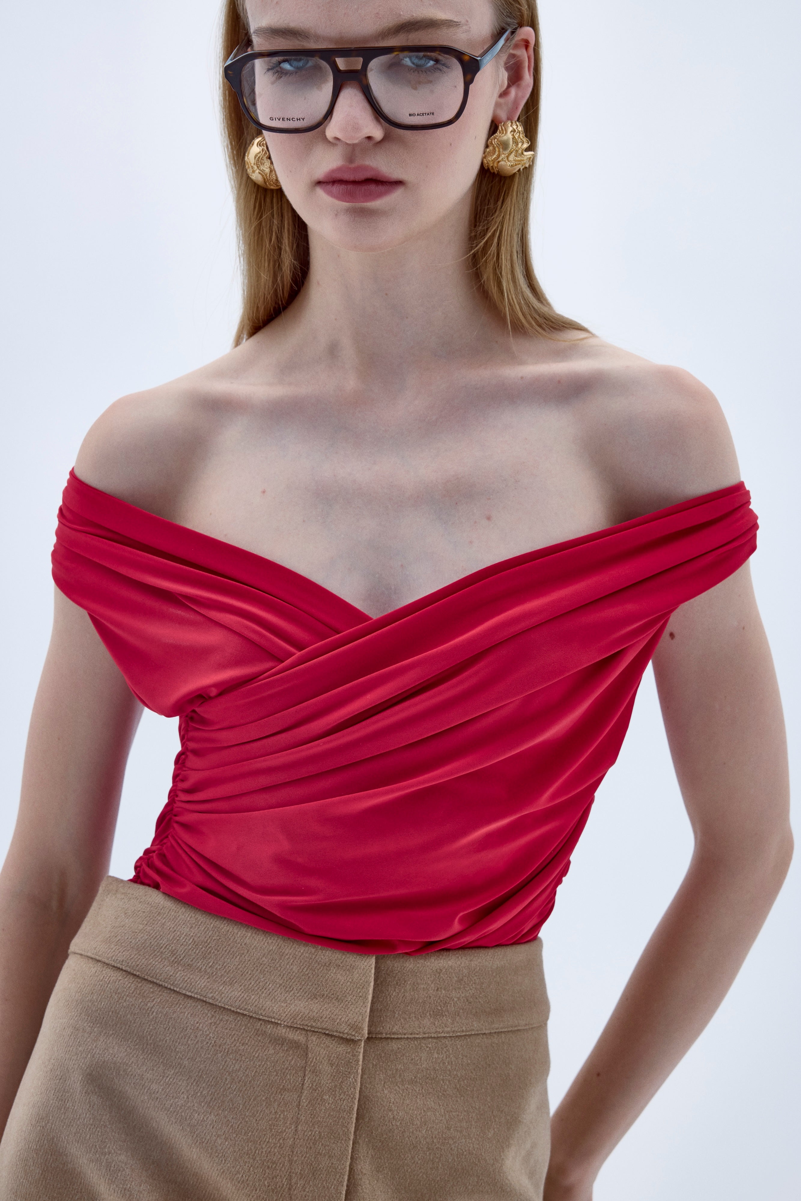 Shop Nazli Ceren Cheri Blouse In Fiery Red In Cherry Red