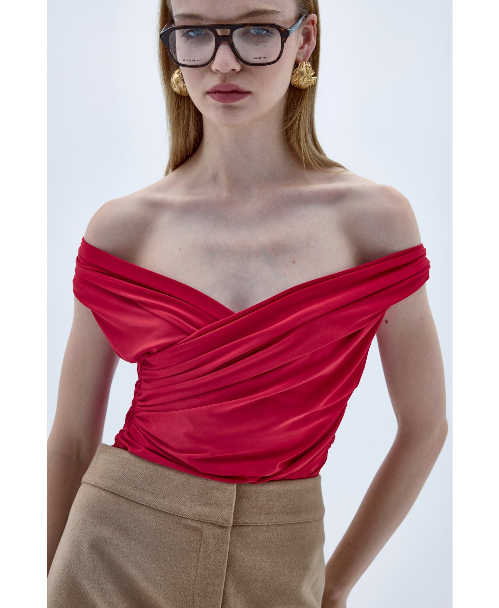Cheri Blouse In Fiery Red made by Nazli Ceren