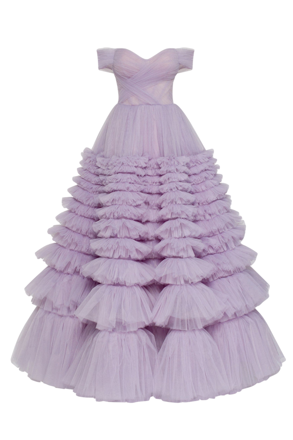Millà Ultra Puffy Prom Maxi Dress In Purple