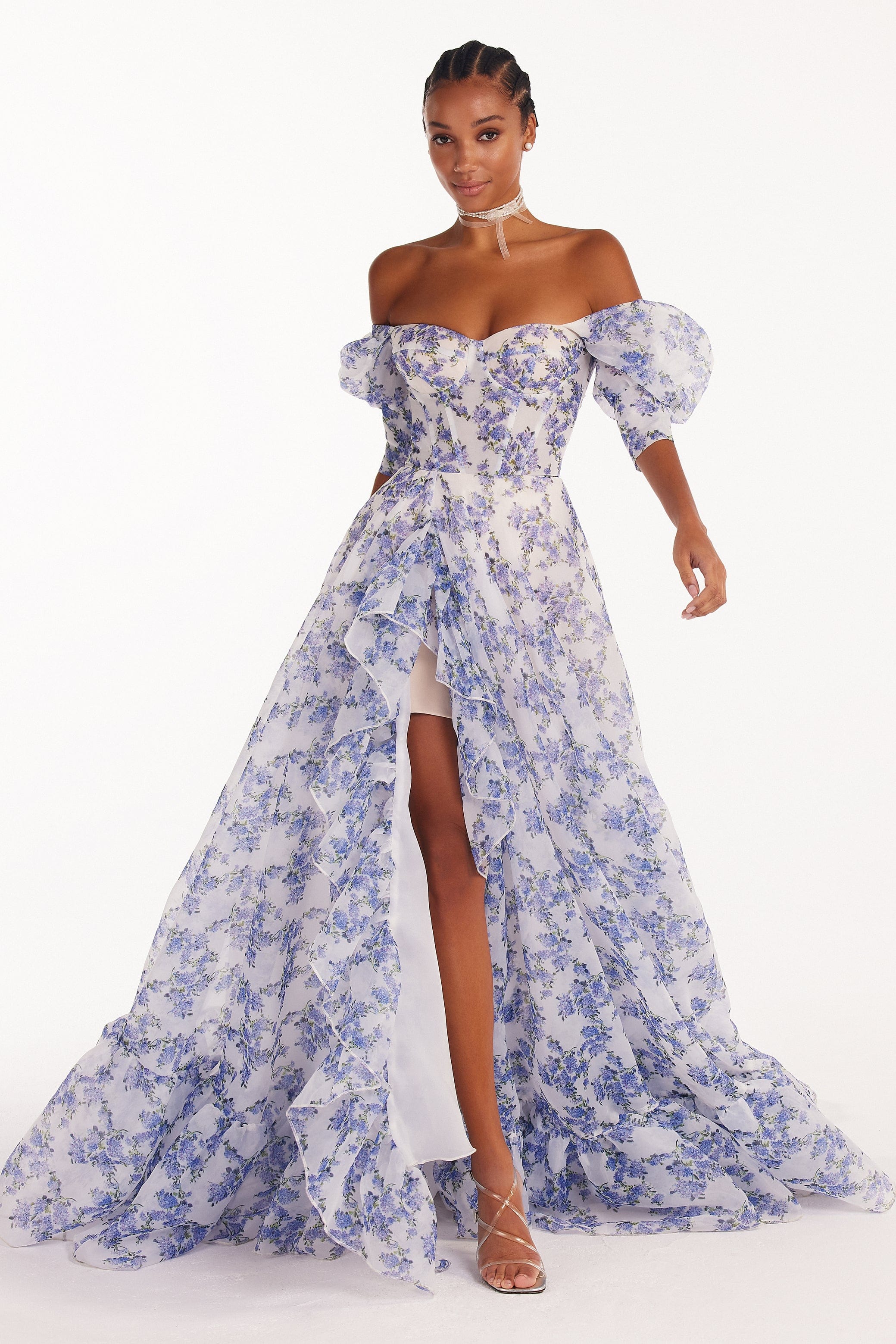 Shop Milla Blue Hydrangea Maxi Princess Dress In Multi Color
