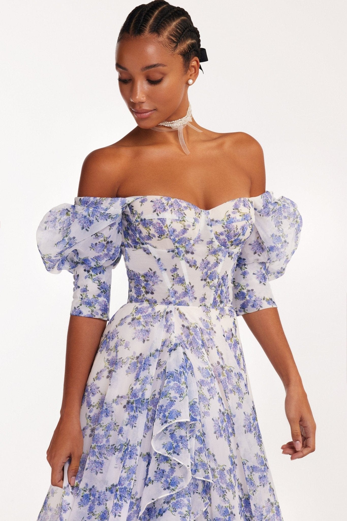 Shop Blue Hydrangea maxi princess dress from Milla at Seezona 